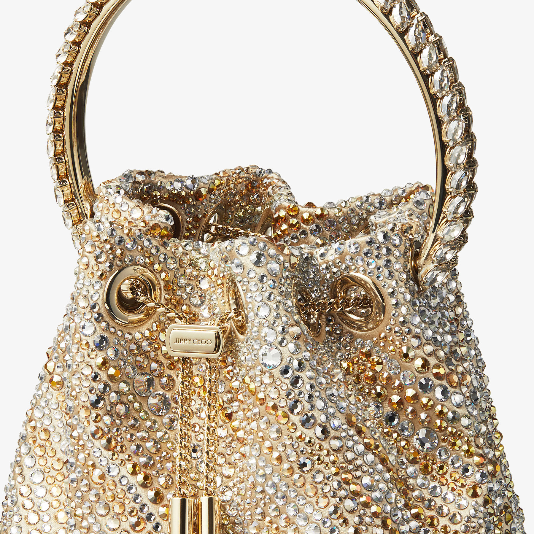 Bon Bon Gold Satin Crystal Handbag
