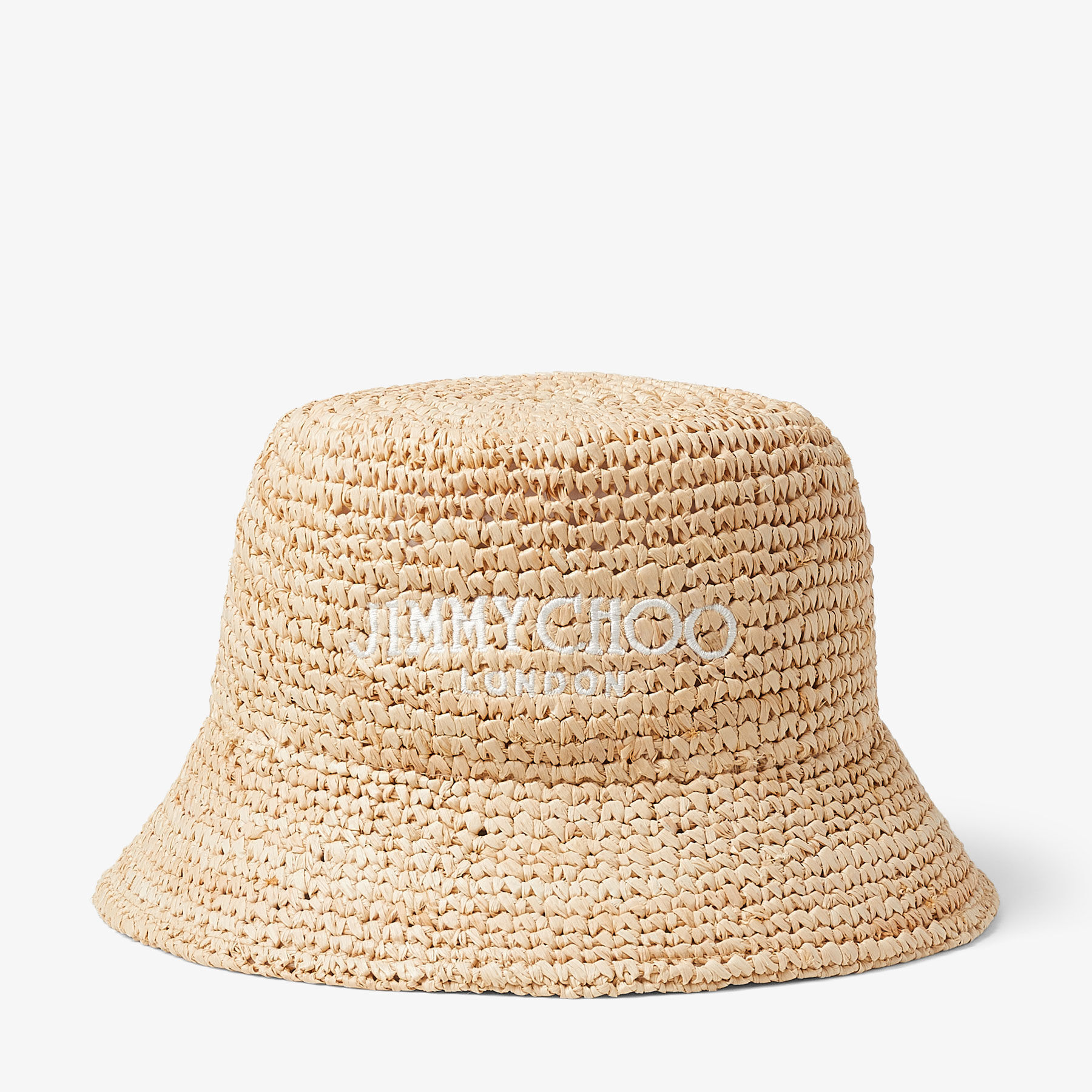 Atena Natural Raffia Embroidered Bucket Hat