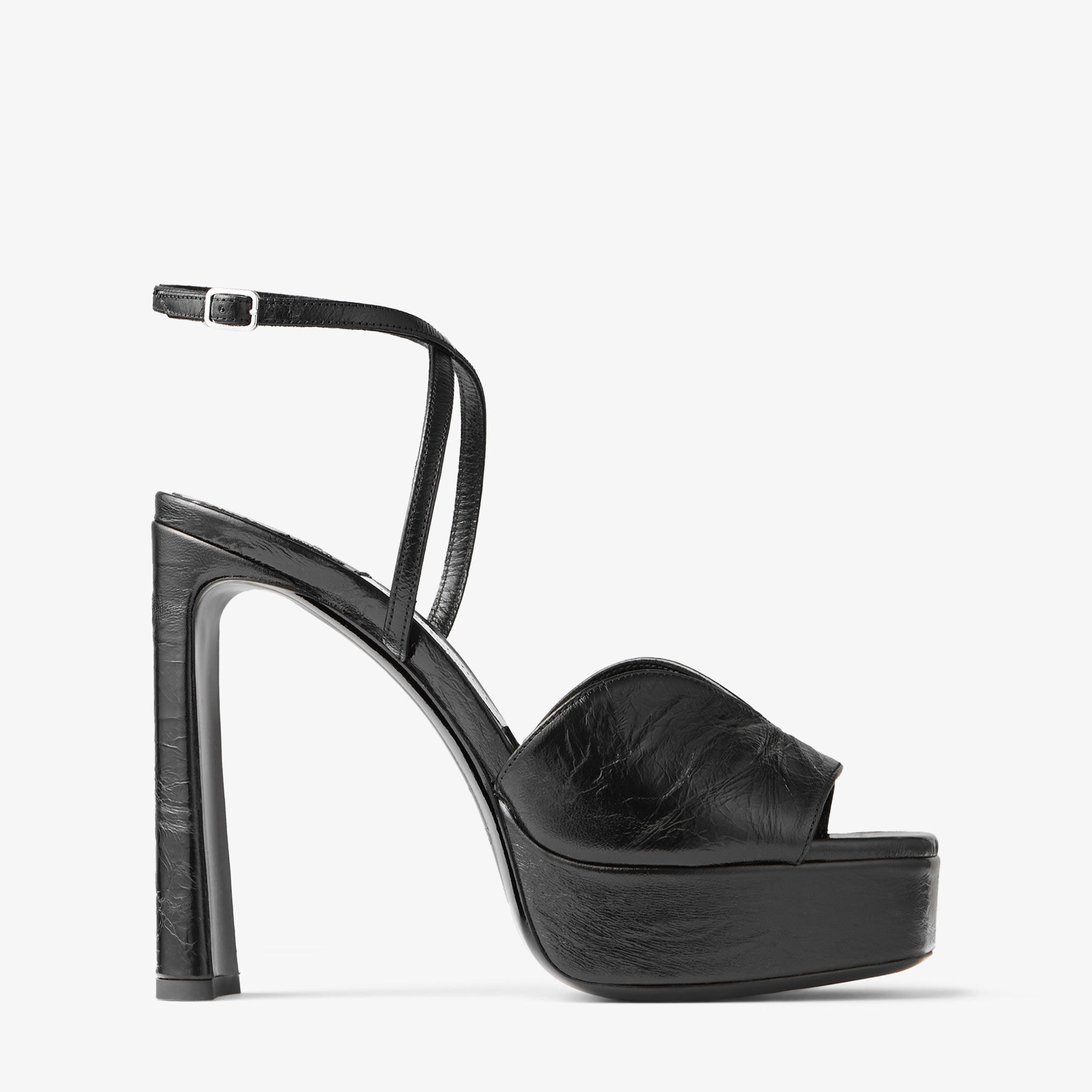 Karli Platform 125 Black Metallic Leather Platform Sandals