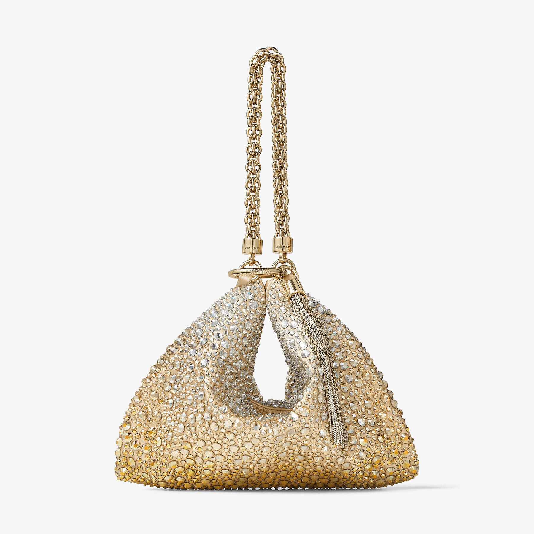 Callie Gold Satin Bag with Dégradé Crystals