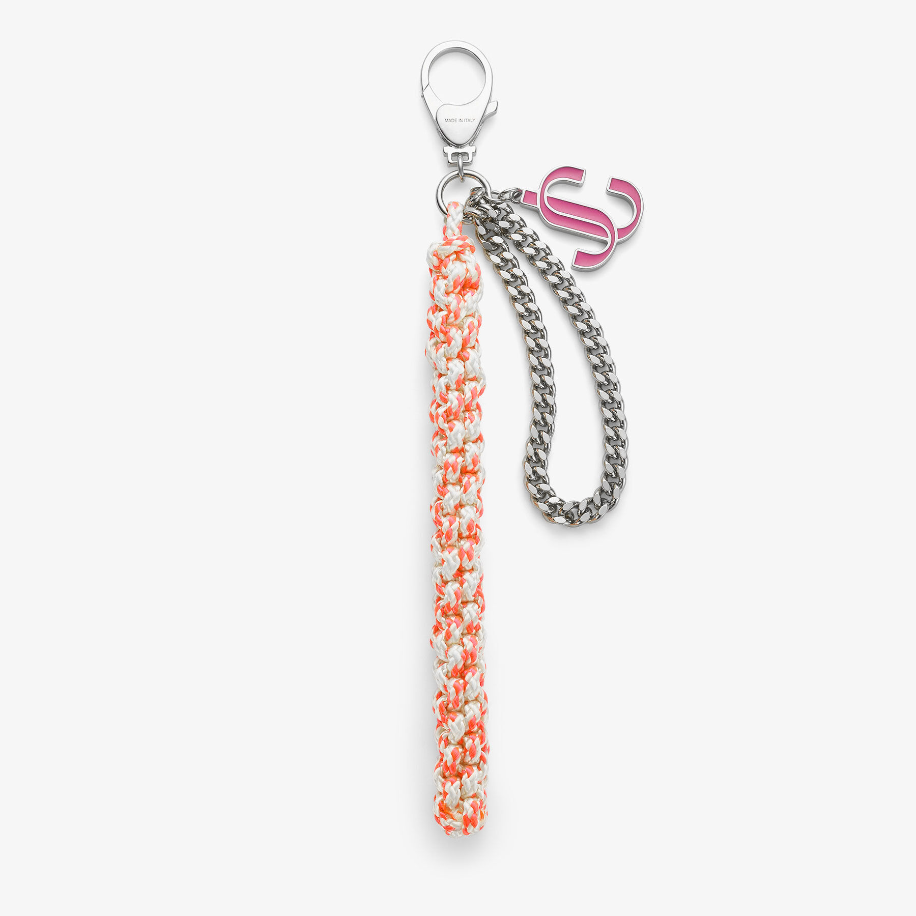 JC Multi Charm Orange & Candy Pink Braided Rope Bag Charm