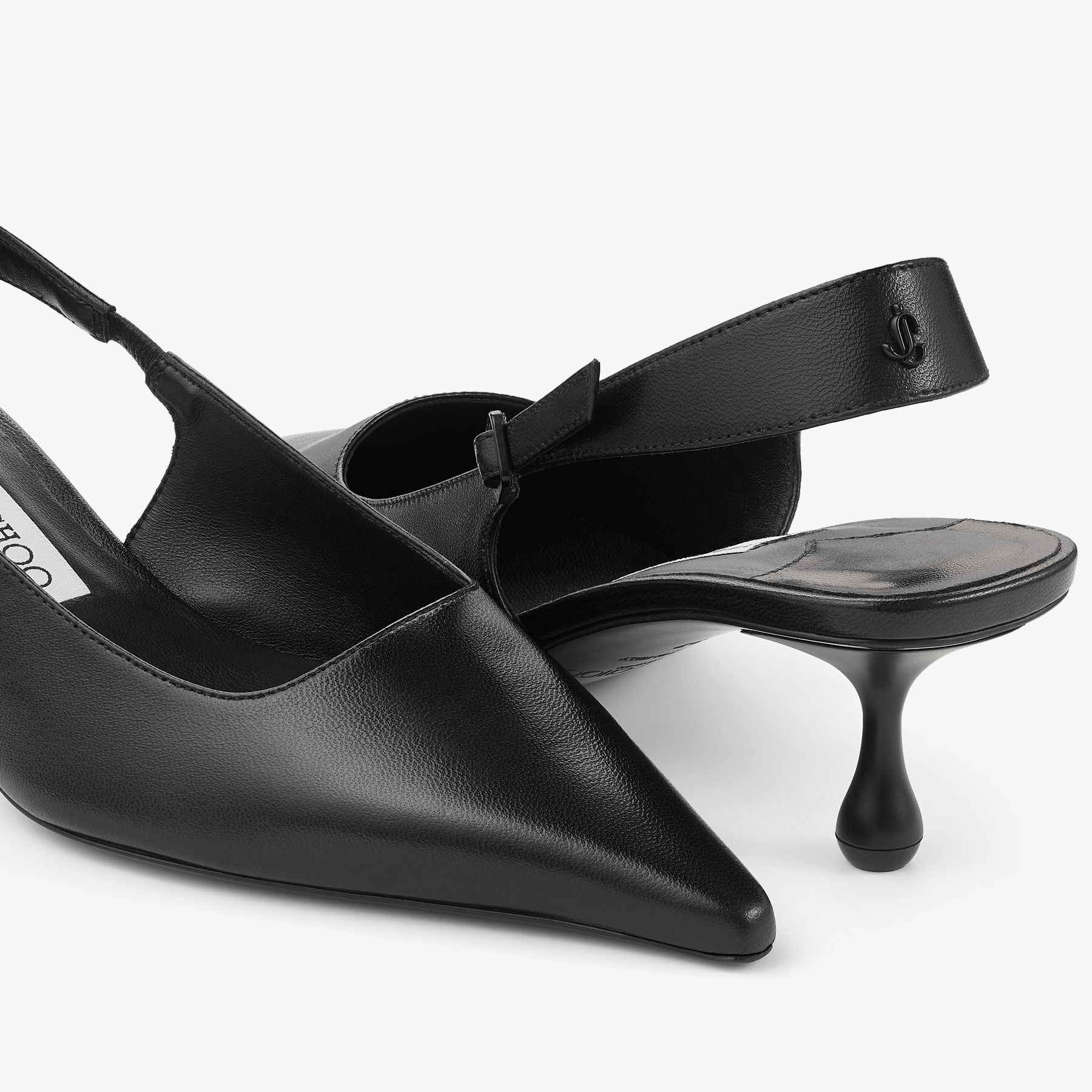Amel 50 Black Nappa Leather Sling Back Pumps