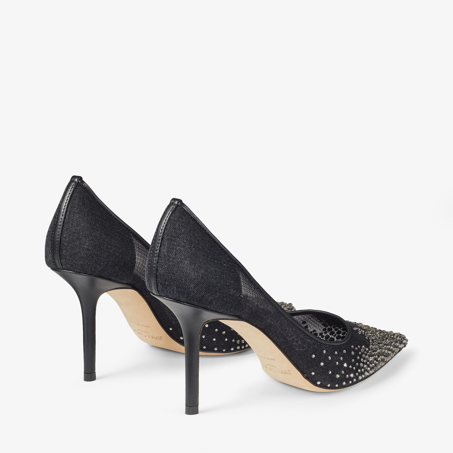Love 85 Black Mesh Pumps with Dégradé Crystals