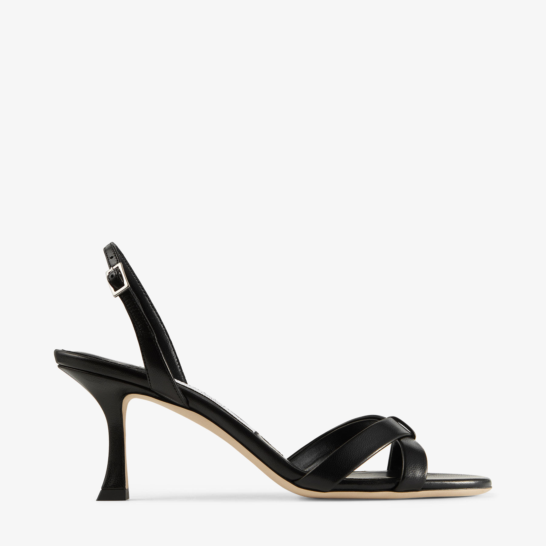 Elsy 70 Black Nappa Leather Crossover Slingback