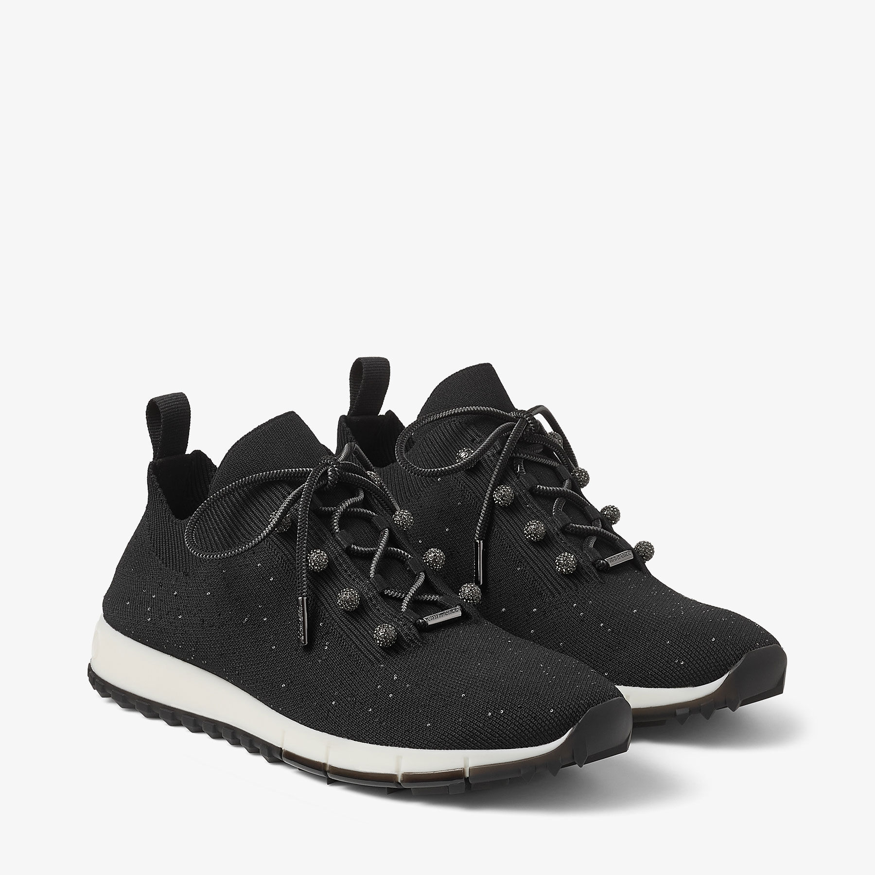 Veles Black Sequin Knit Trainers