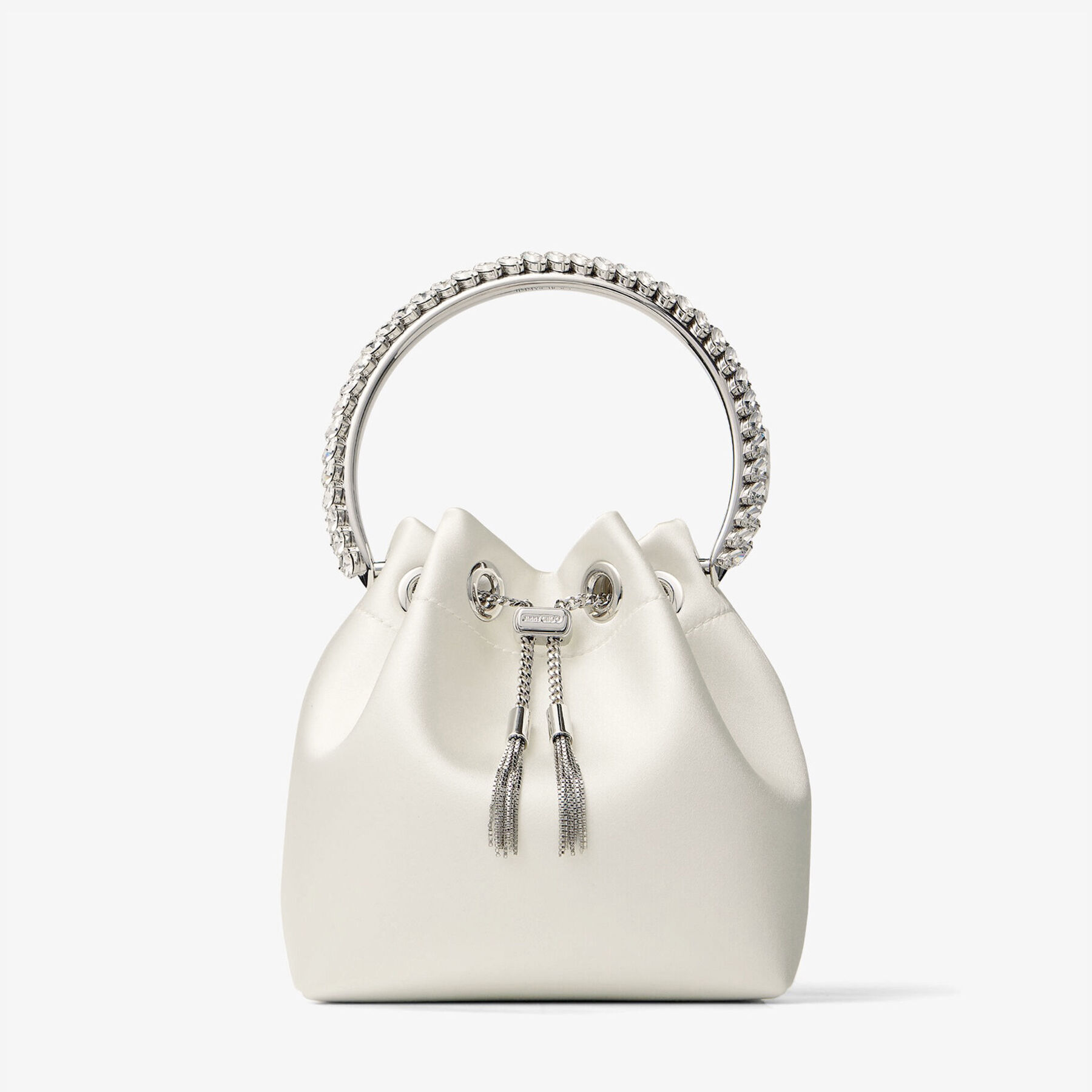 Bon Bon Ivory Satin Bag with Crystal Handle
