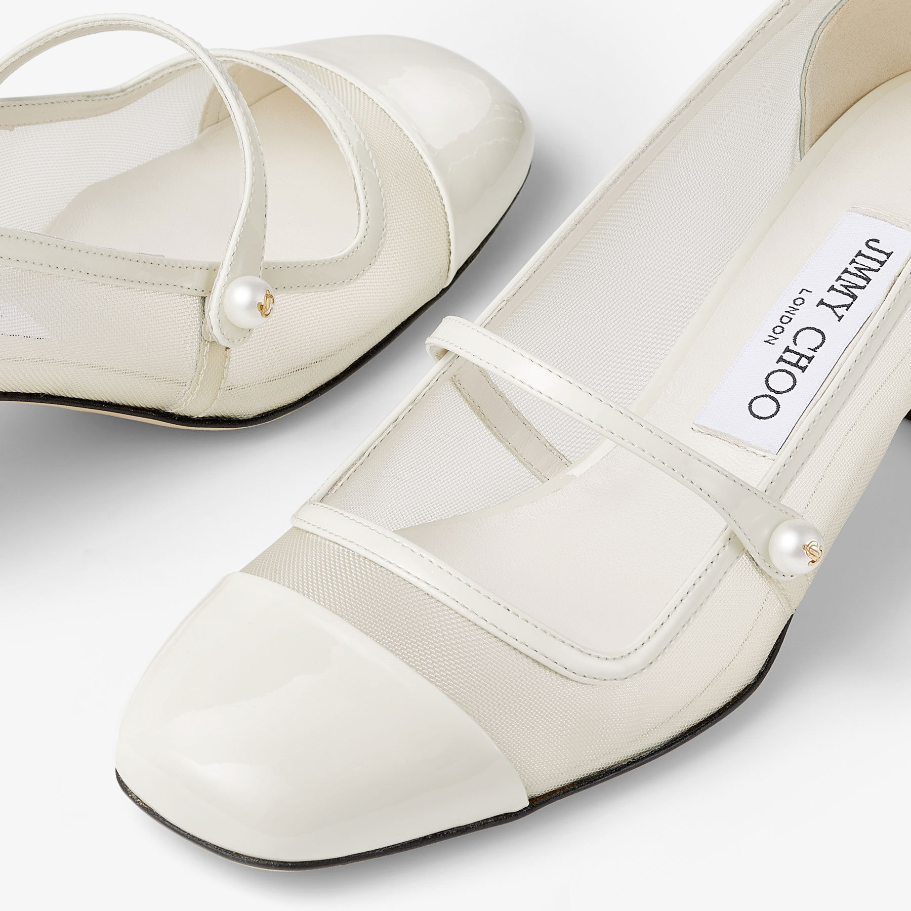 Elisa 45 Latte Patent and Mesh Pumps