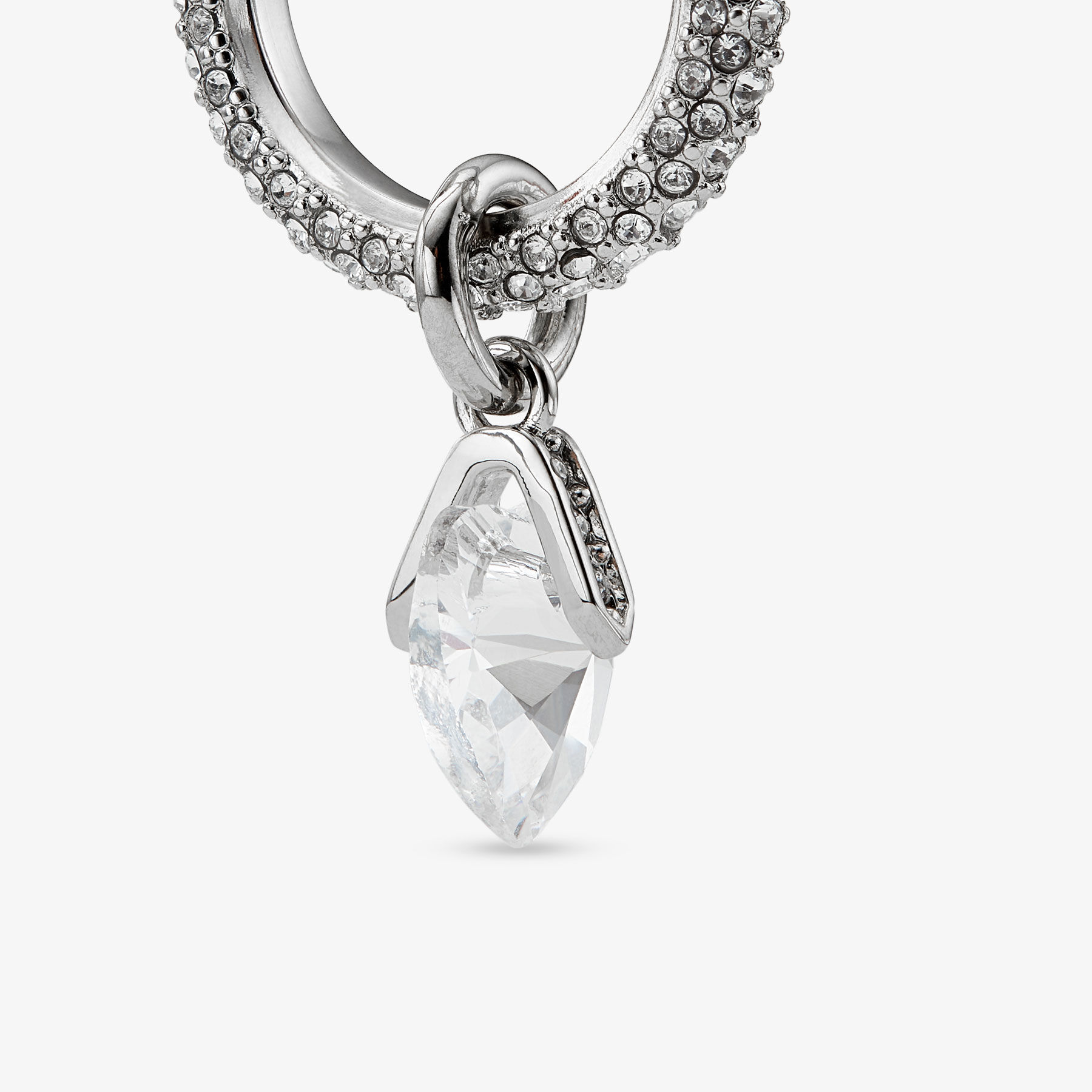 Heart Hoops Silver-Finish Heart Hoop Earrings with Crystals