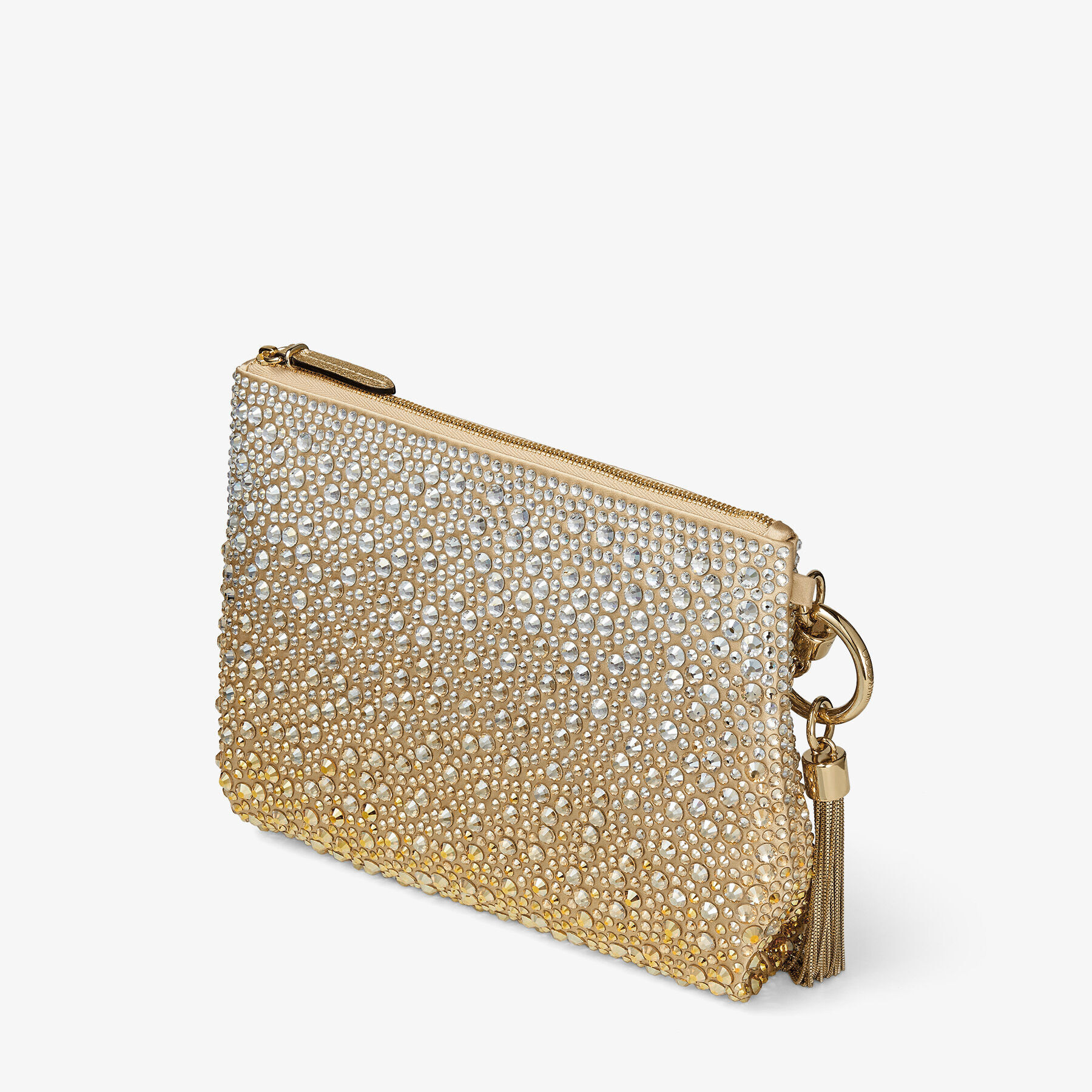 Callie Gold Satin Bag with Dégradé Crystals