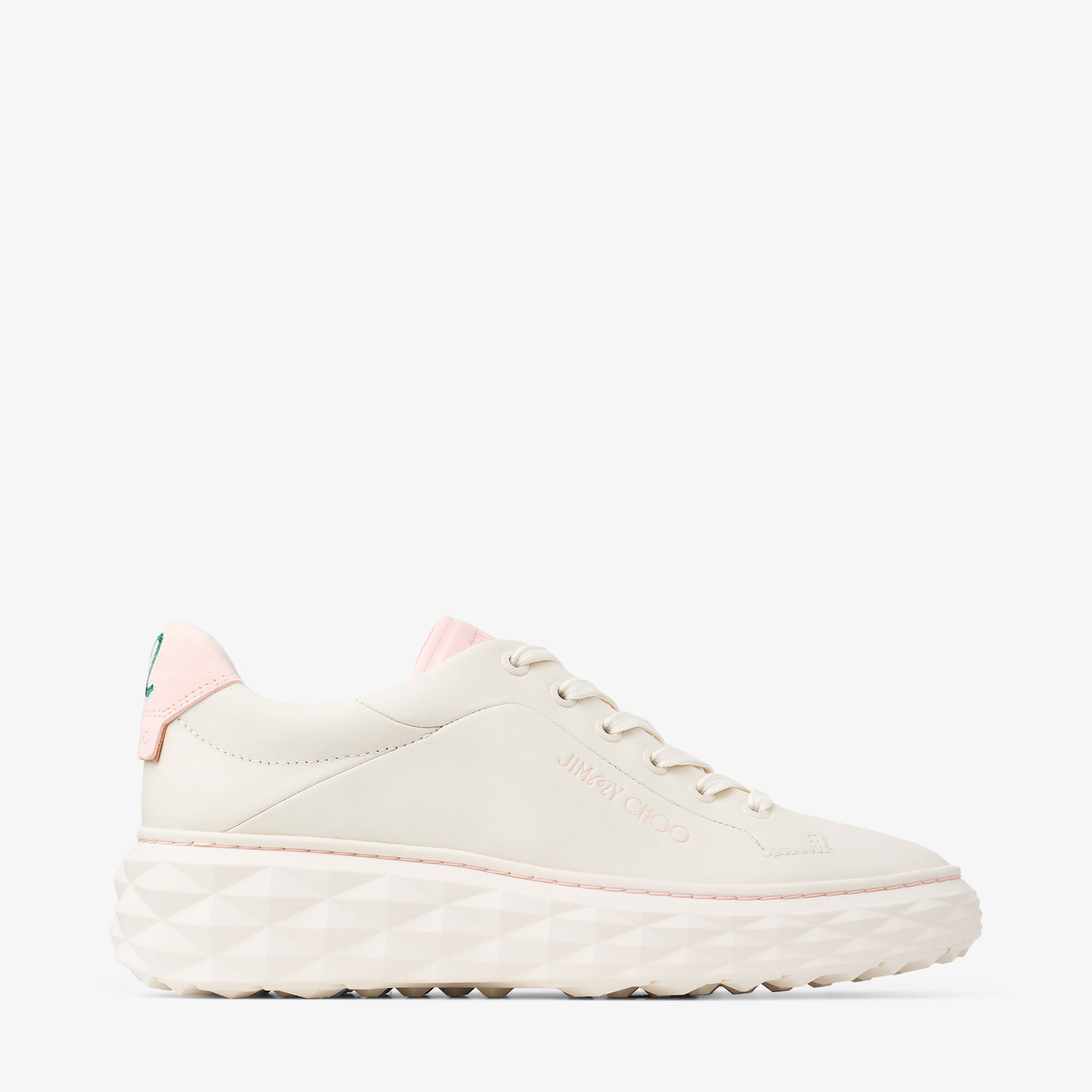 Jimmy Choo / Malbon 2.0 Diamond F  Latte Leather and Malbon Pink Trainers with Detachable Kiltie