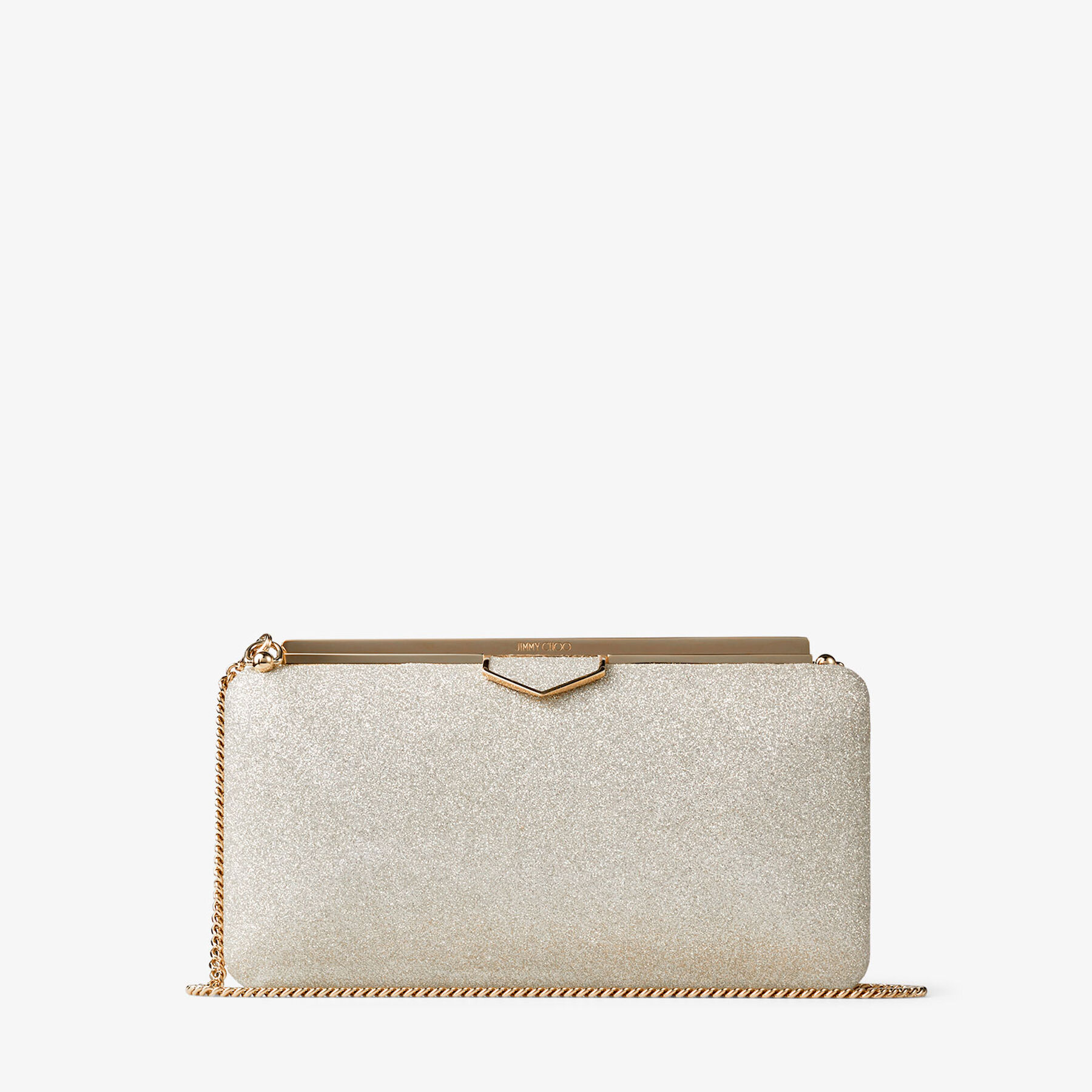 Ellipse Platinum Ice Dusty Glitter Clutch Bag
