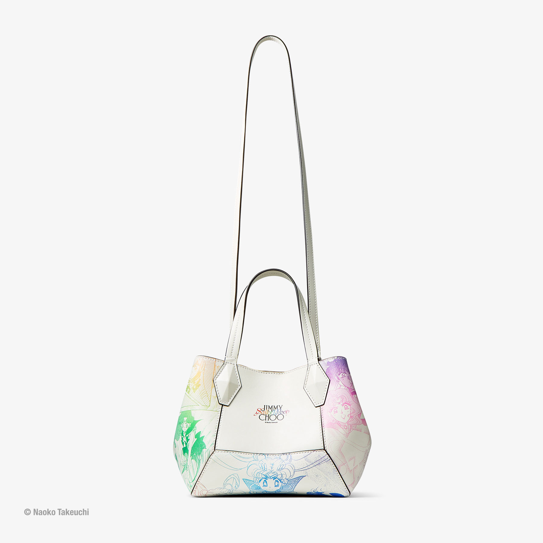 Sailor Guardians  Diamond Tote/S White Manga Print Leather Tote Bag