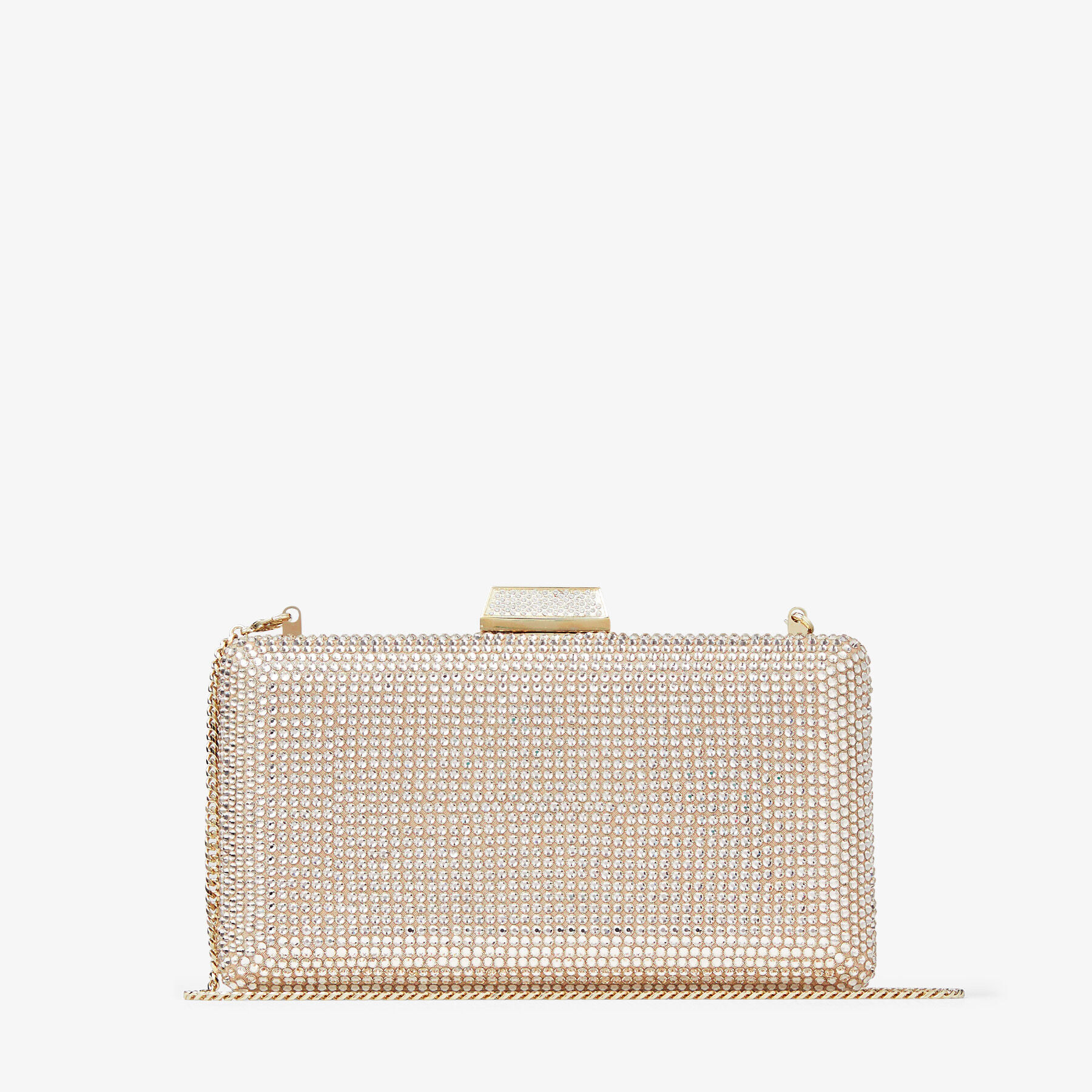 Clemmie Honey Gold Suede Clutch Bag with Crystals