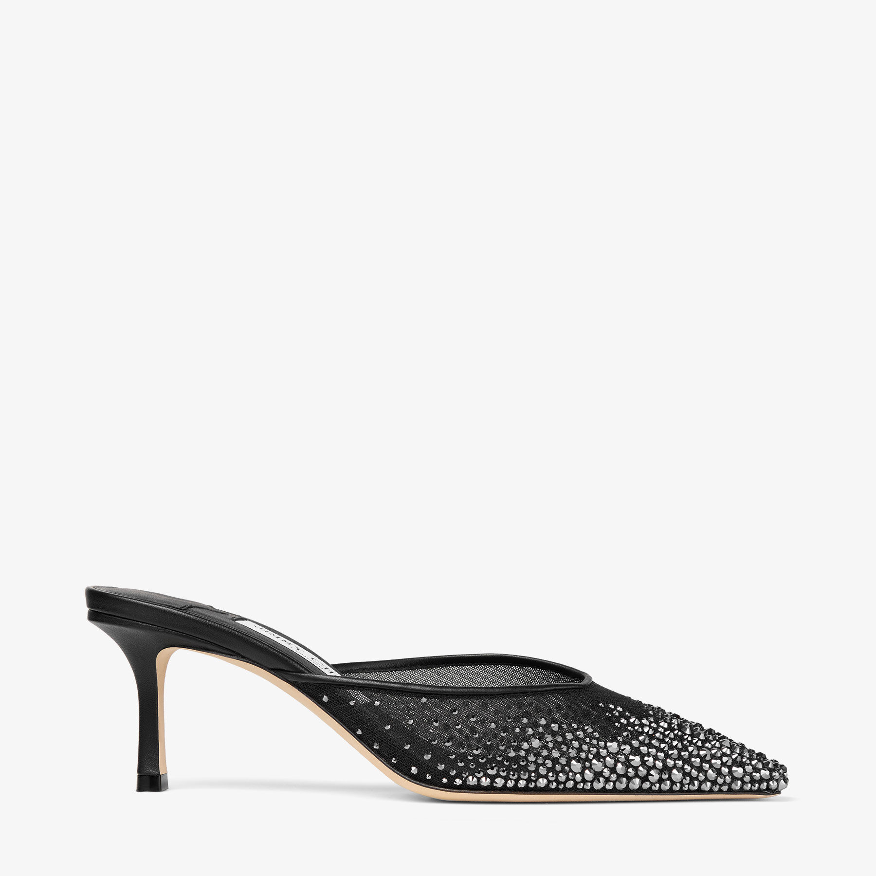 Vivi 65 Black Crystal Mesh Mules