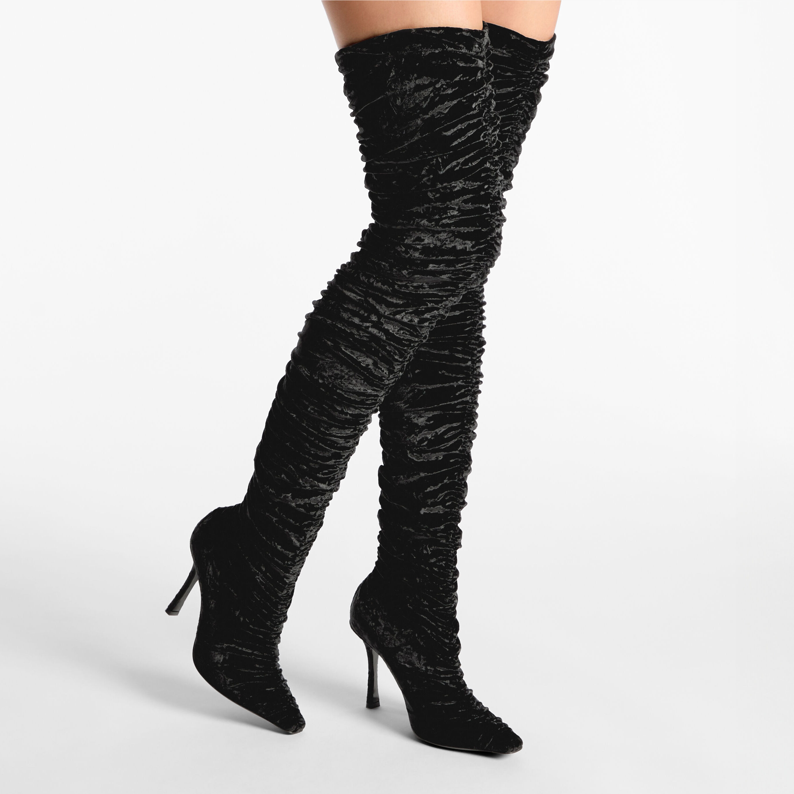 Lotta Over The Knee 100 Black Velvet Over-The-Knee Boots