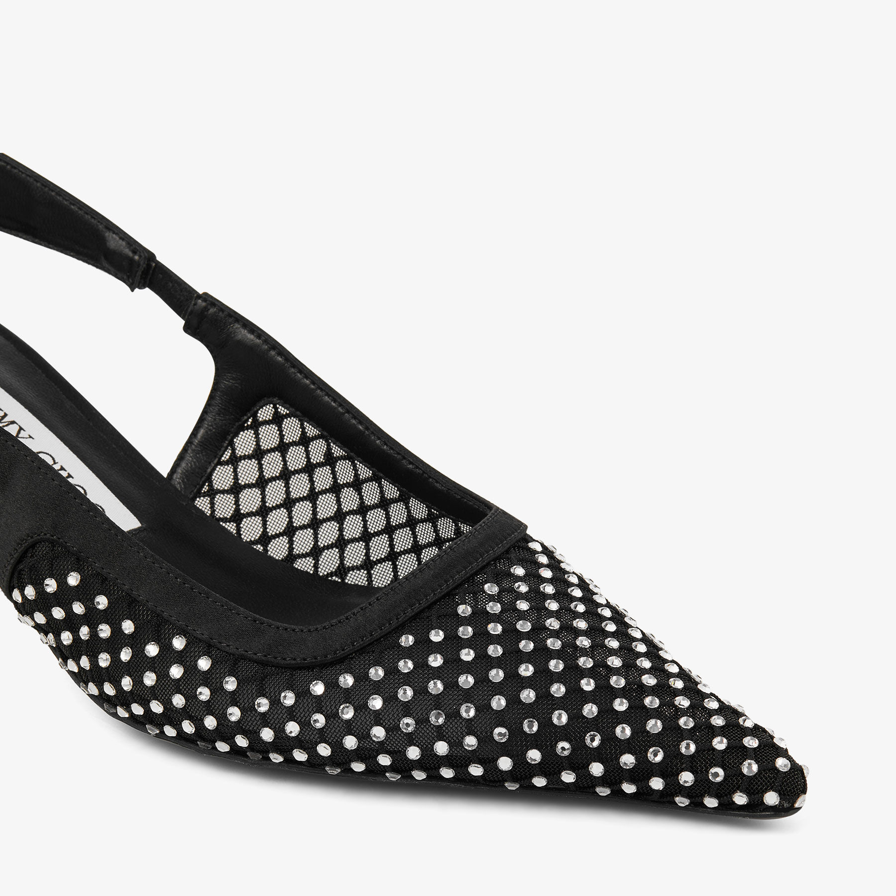Amel 50 Black Crystal Mesh & Satin Pumps