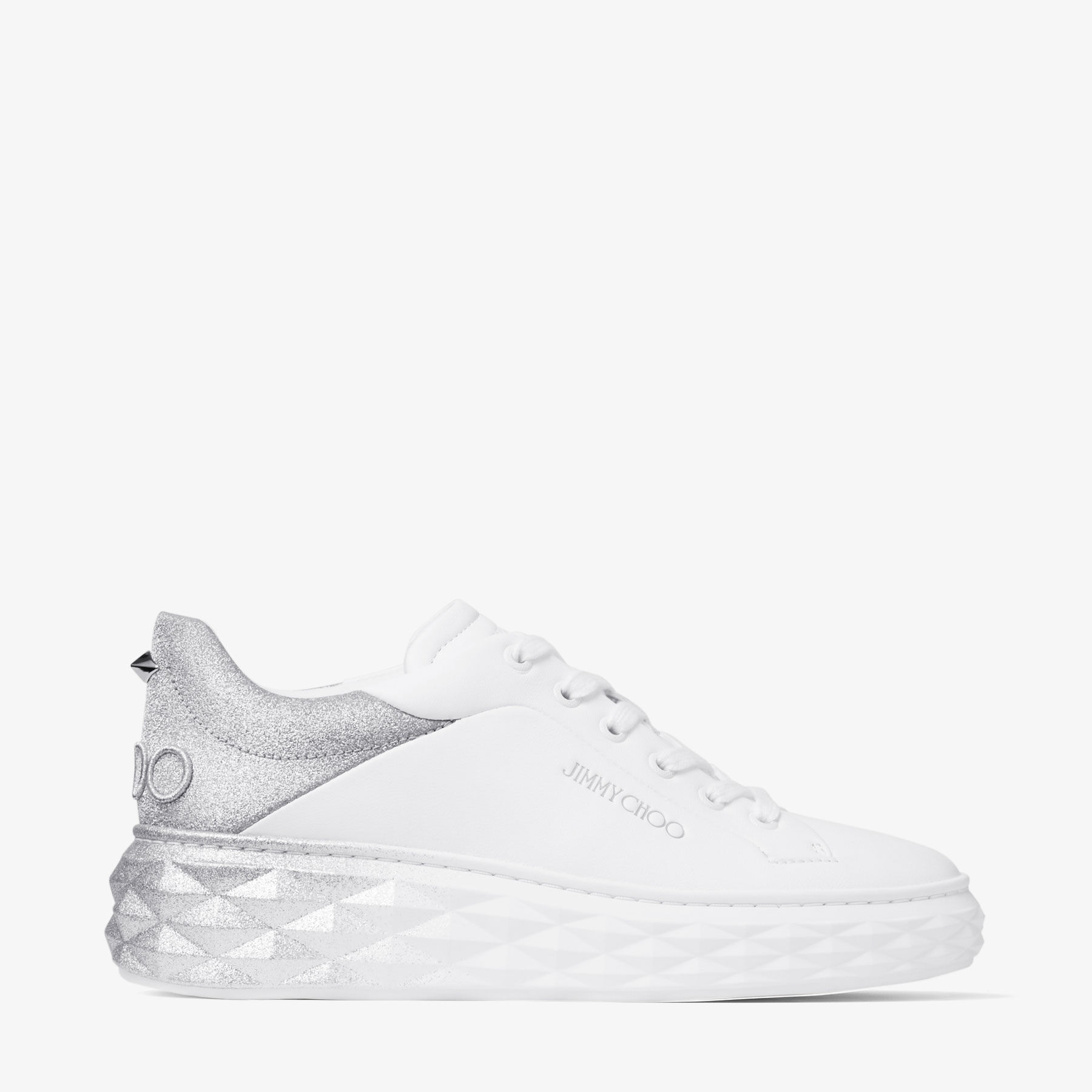 Diamond Maxi F II White & Silver Nappa Leather Glitter Trainers
