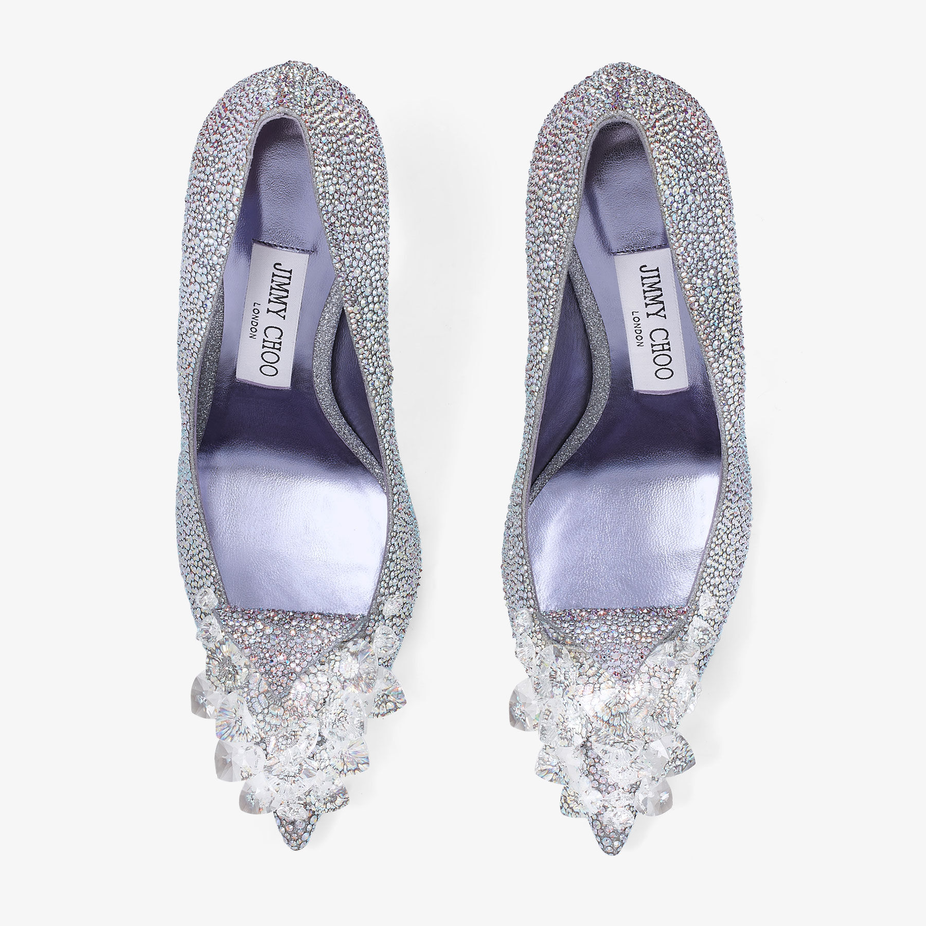 Crystal Slipper 85 Iridescent Crystal Pointed-Toe Pumps with Hearts