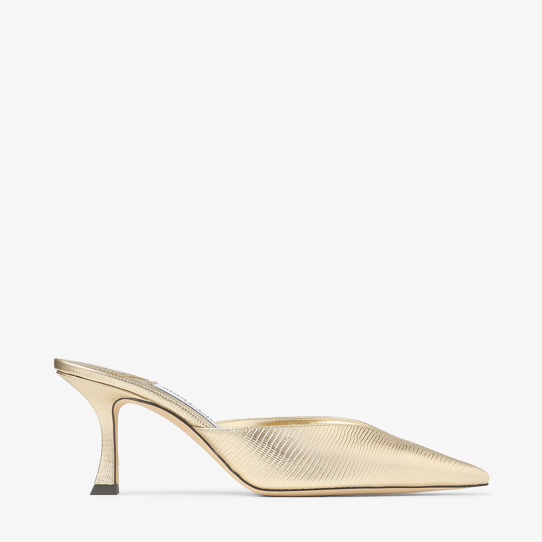 Solar 70 Gold Lizard Printed Leather Mules