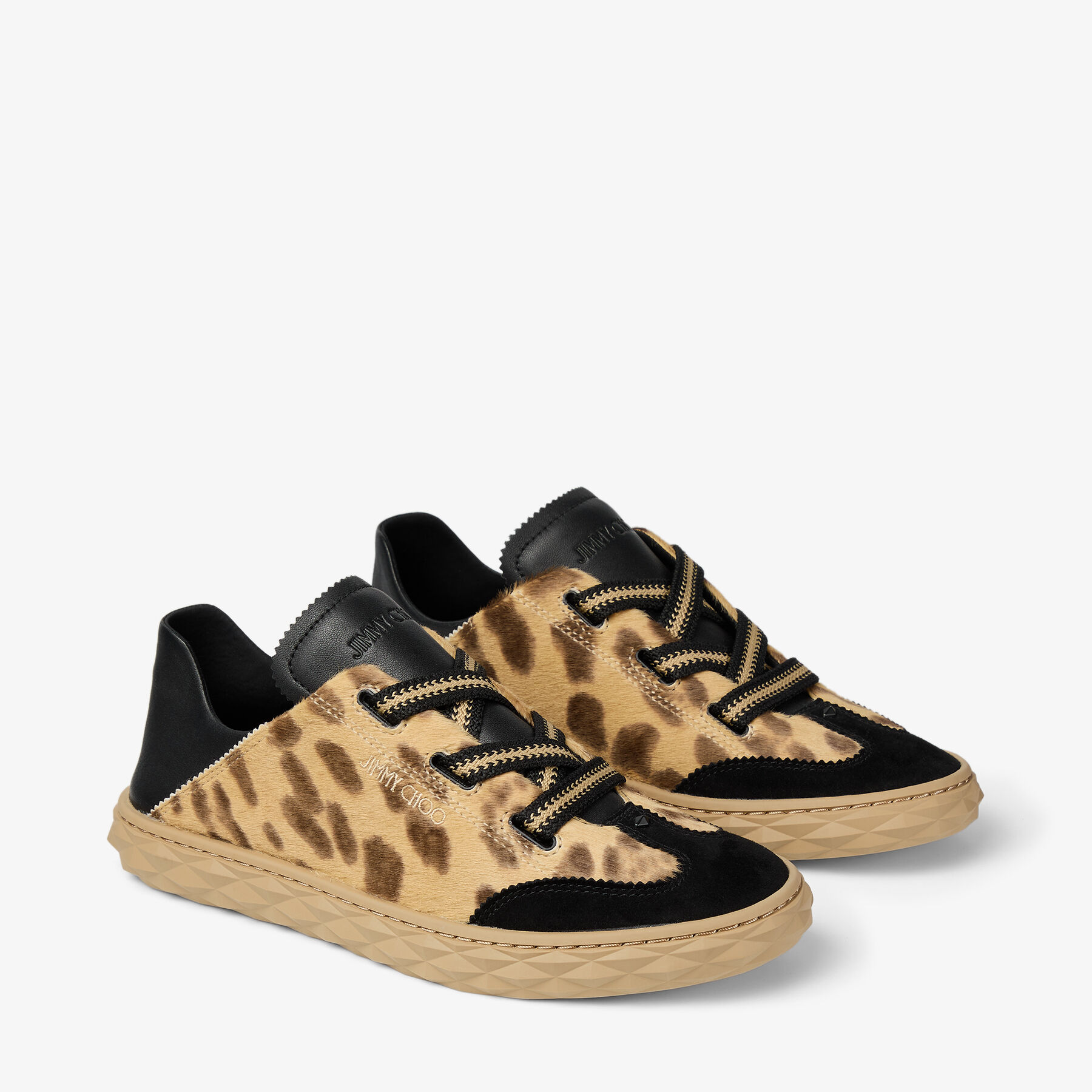 Diamond Light Flex F Natural Leopard Print Pony Leather Trainers