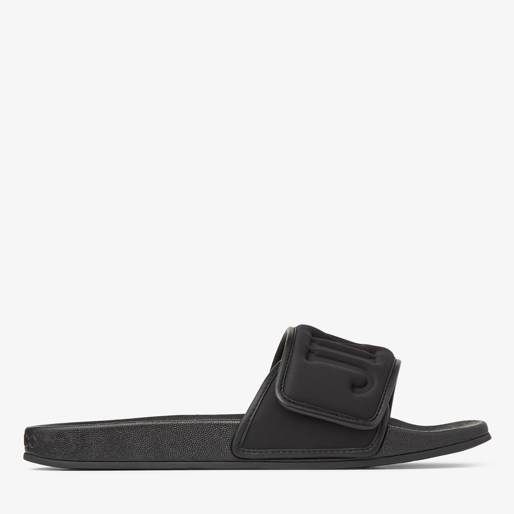 Fitz M Black Puffed Logo Lycra Slides
