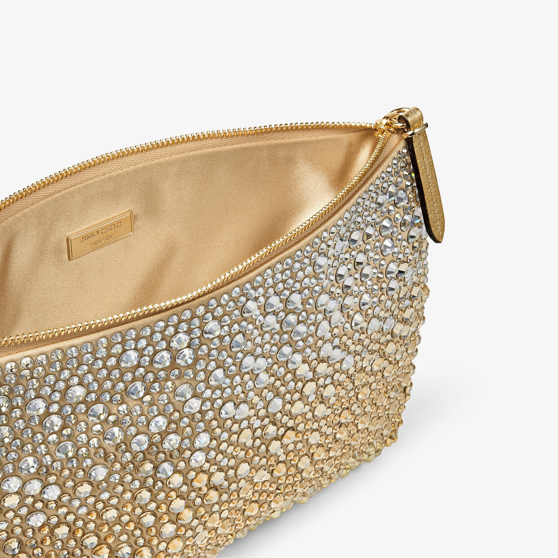 Callie Gold Satin Bag with Dégradé Crystals