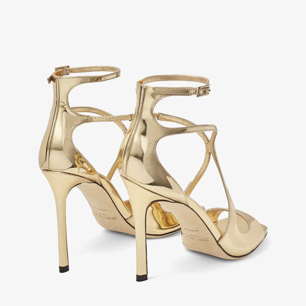 Azia 110 Gold Liquid Metal Leather Sandals