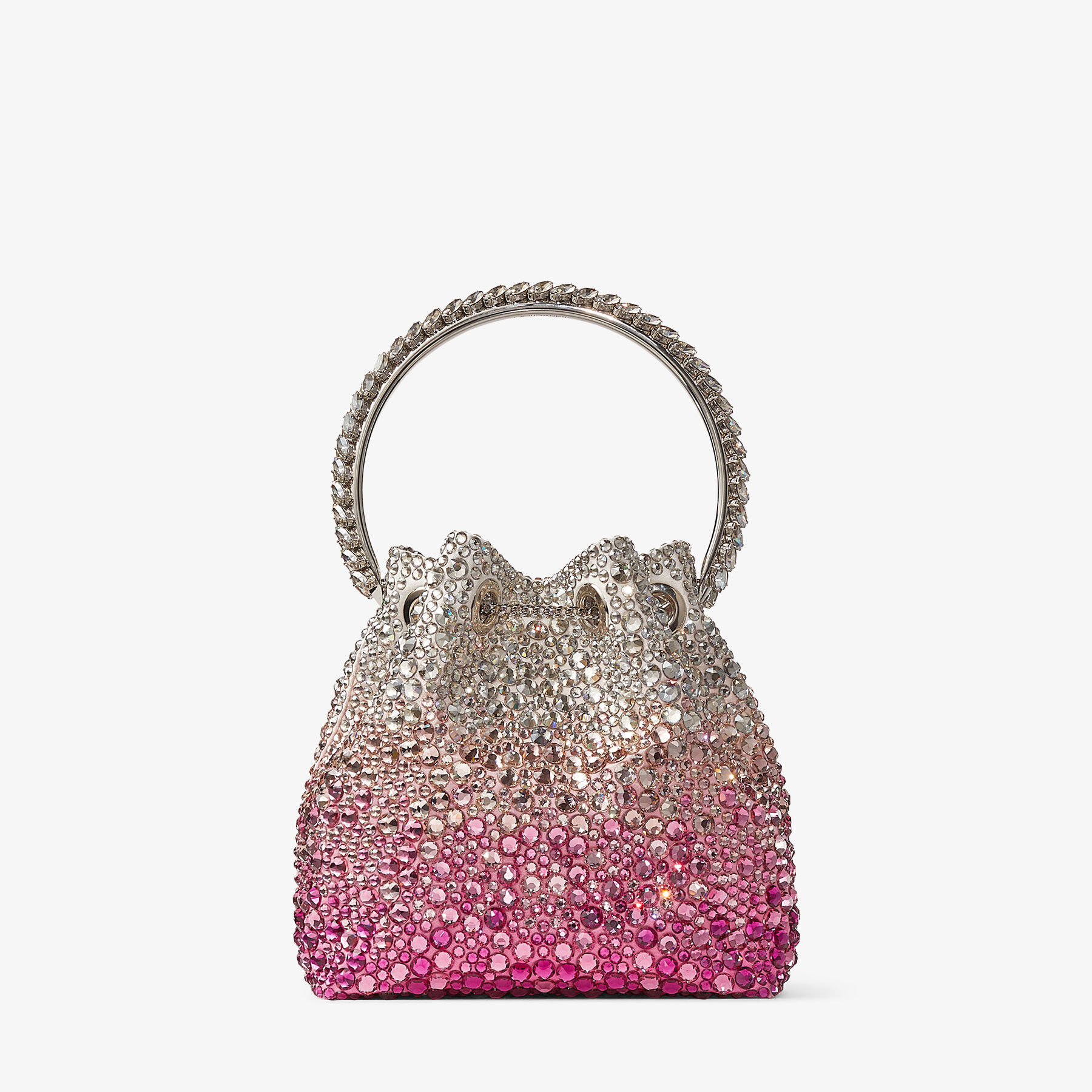 Bon Bon Candy Pink and Silver Satin Bag with Crystals