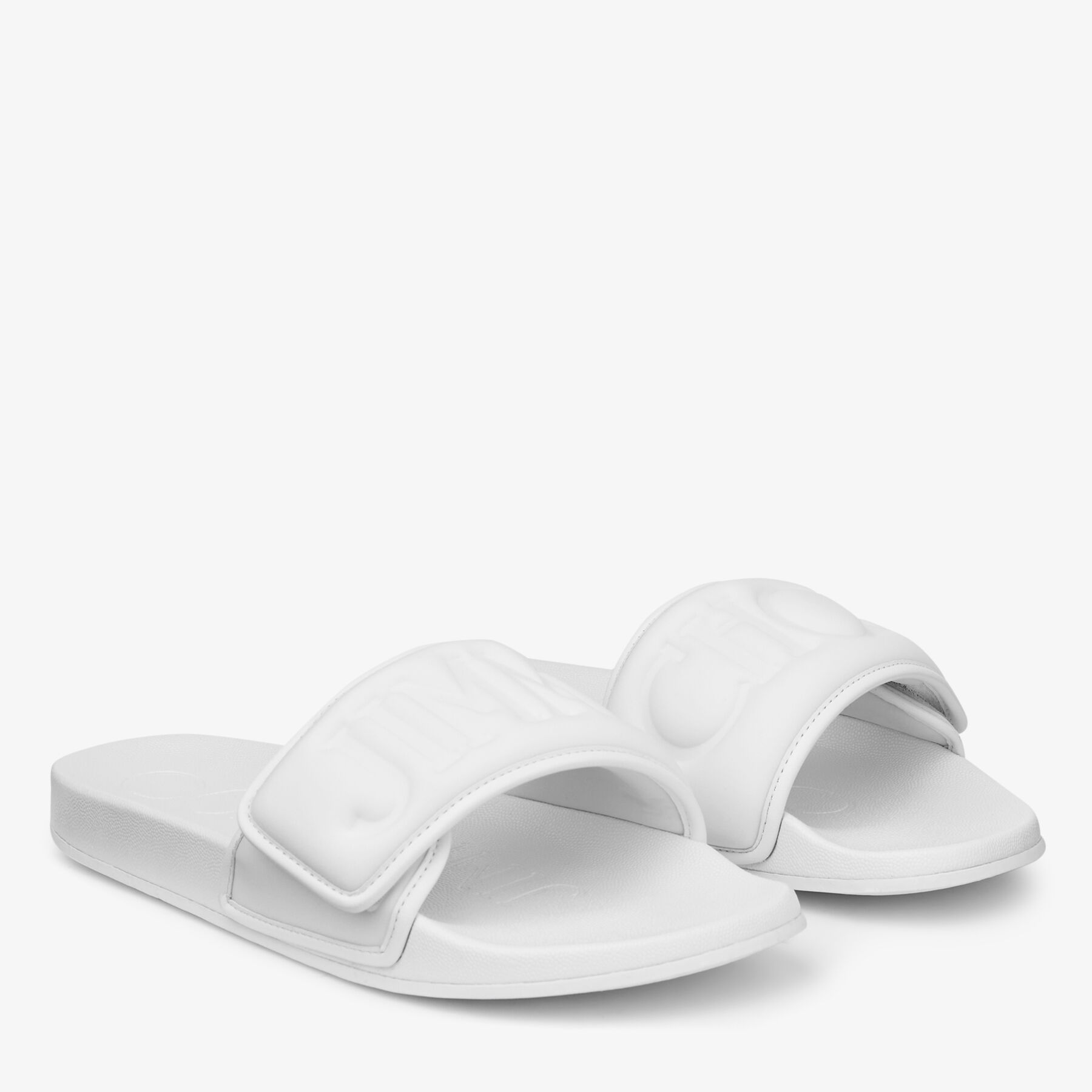 Fitz M White Puffed Logo Lycra Slides