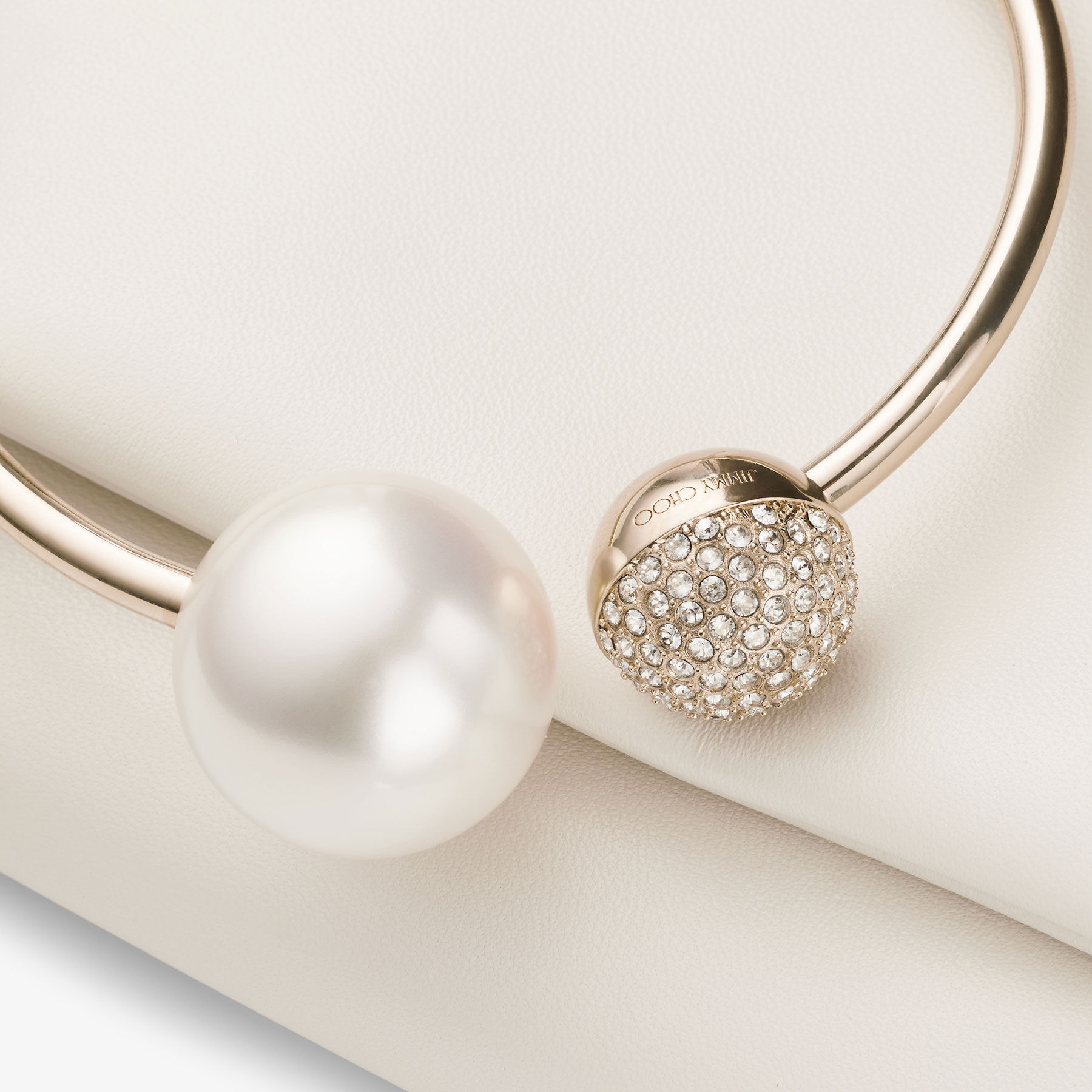 Xandra Latte Nappa Leather Clutch Bag with Crystal Bangle