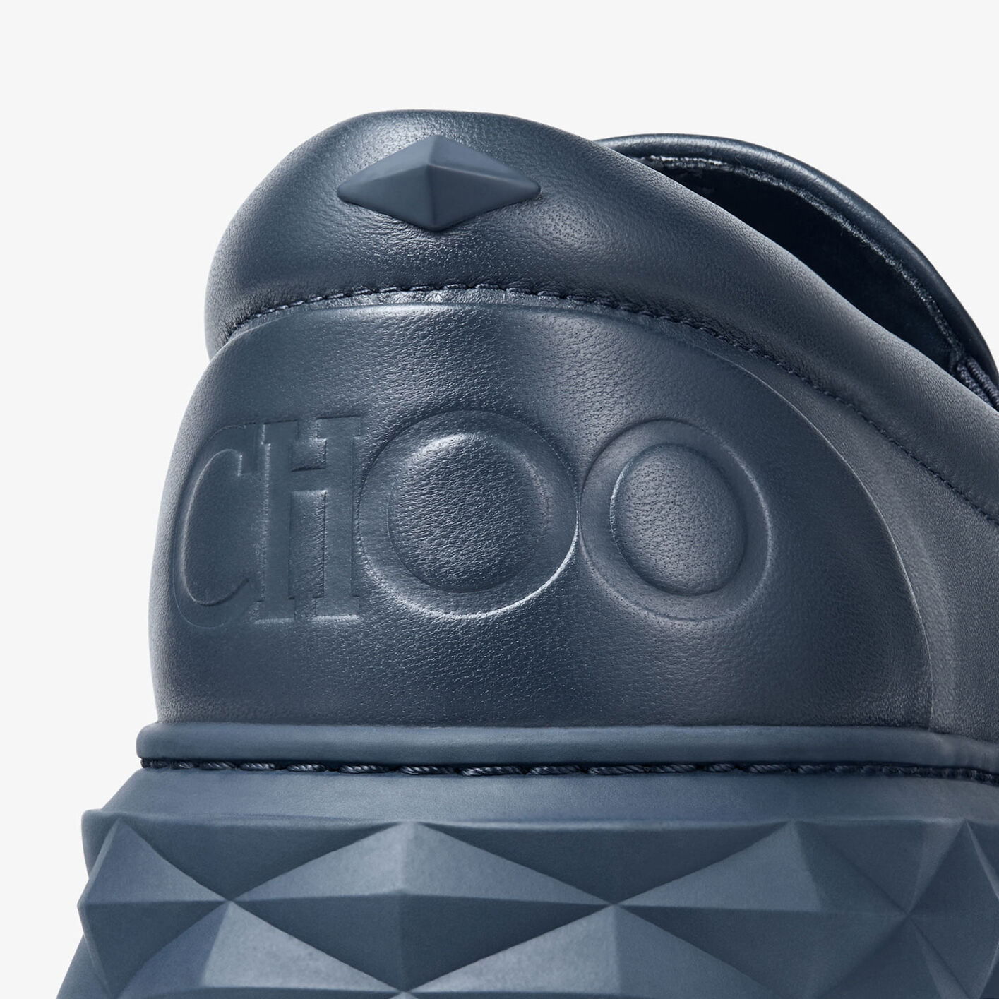 Diamond Slip On M Navy Embossed Leather Slip On Trainers