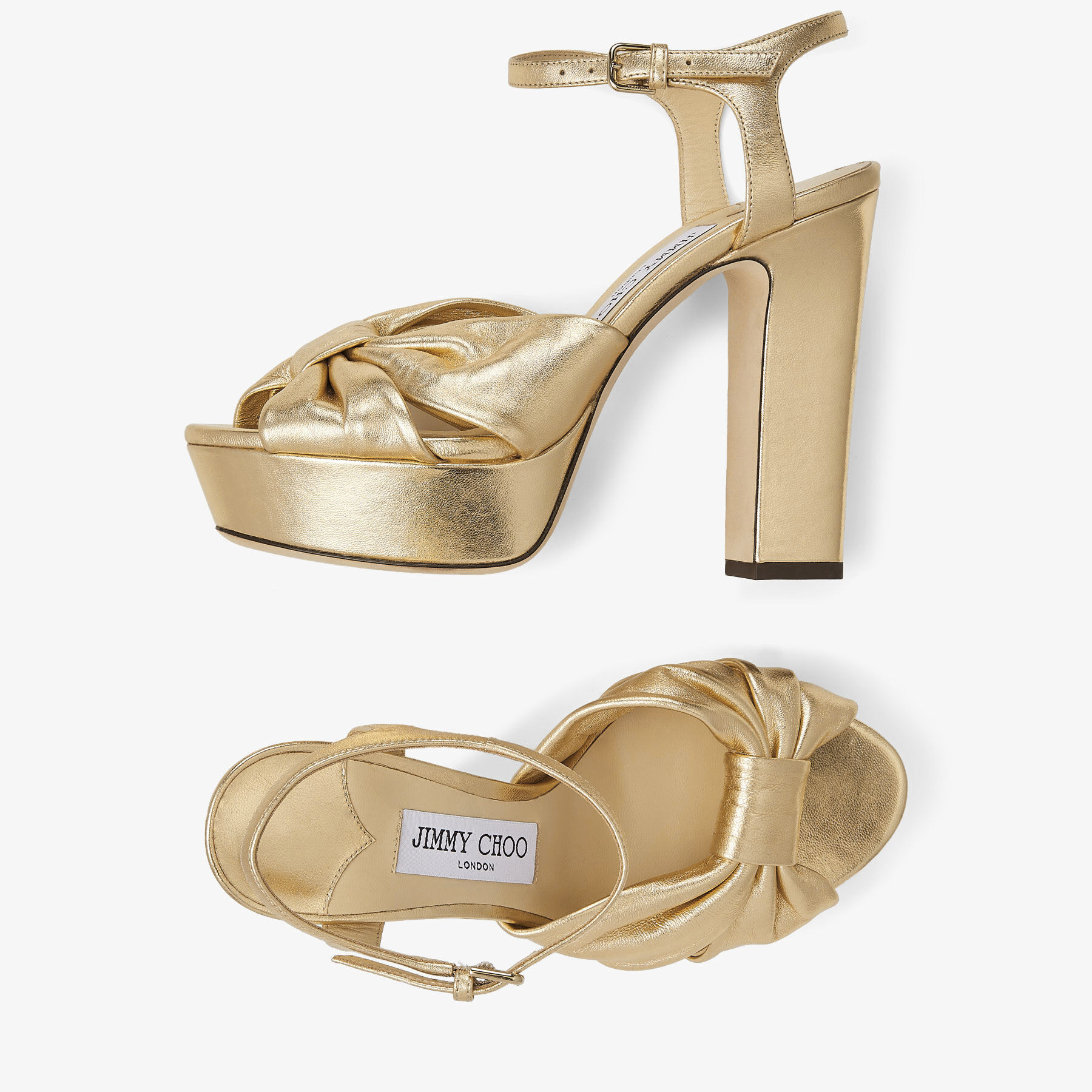 Heloise 120 Gold Metallic Nappa Leather Platform Sandals