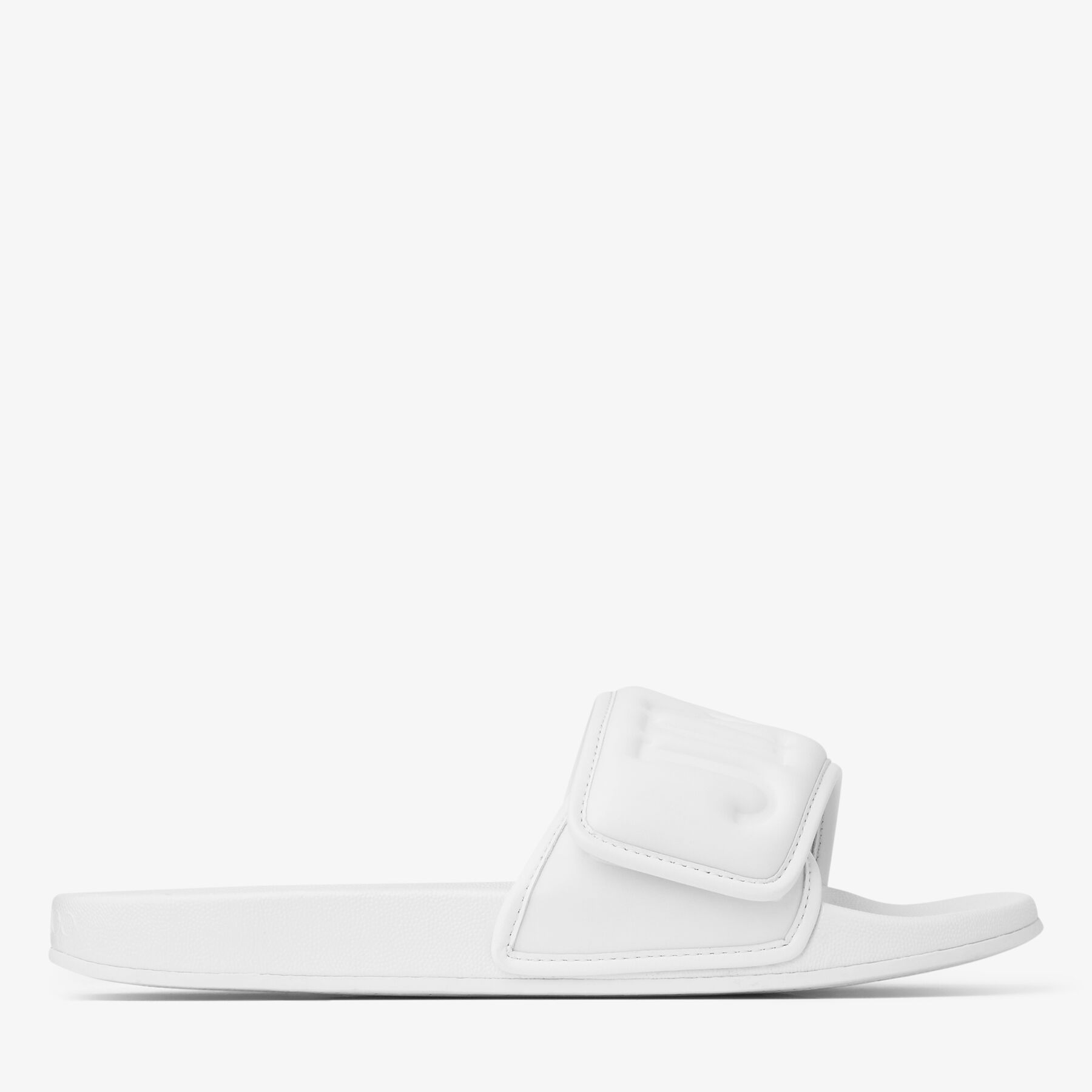 Fitz M White Puffed Logo Lycra Slides