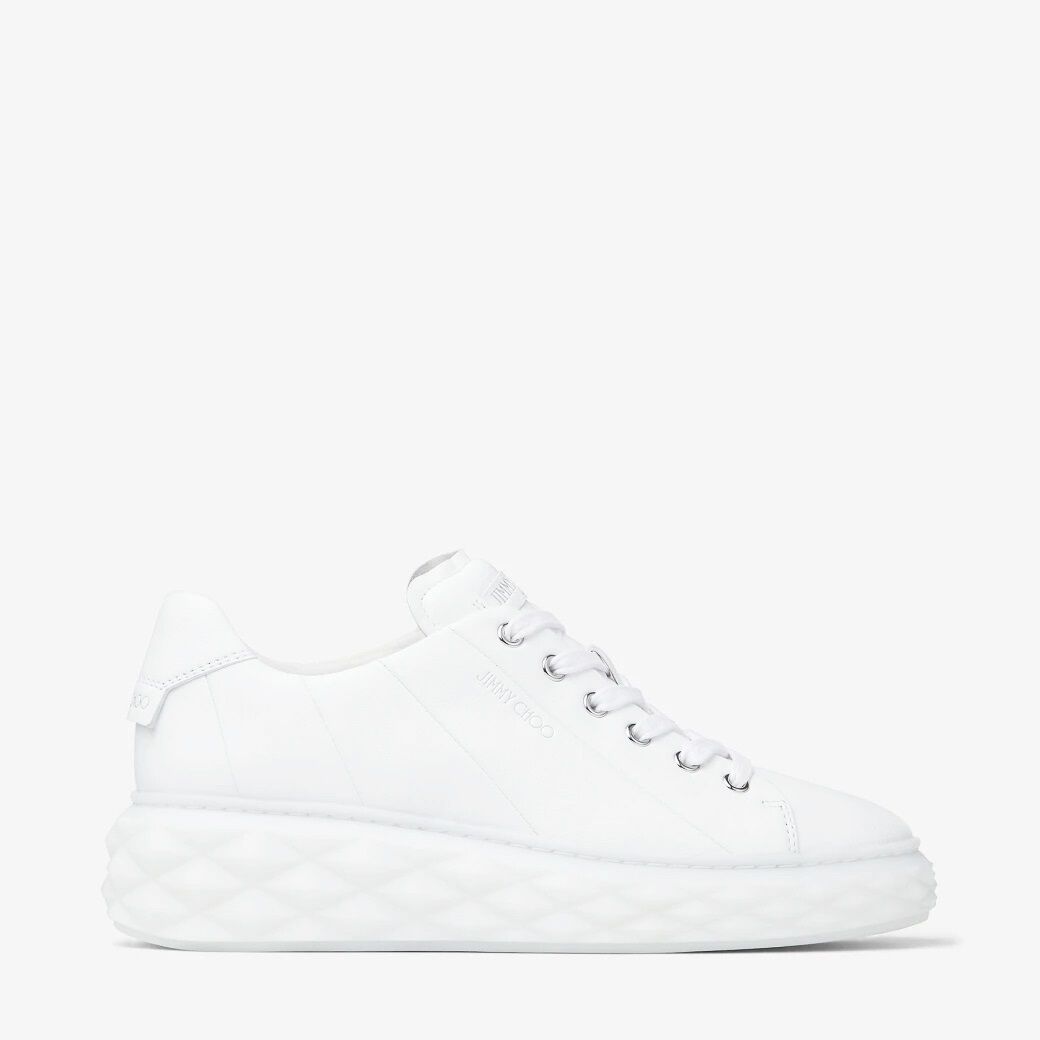 Diamond Light Maxi F White Nappa Leather Low-Top Trainers with Platform Sole
