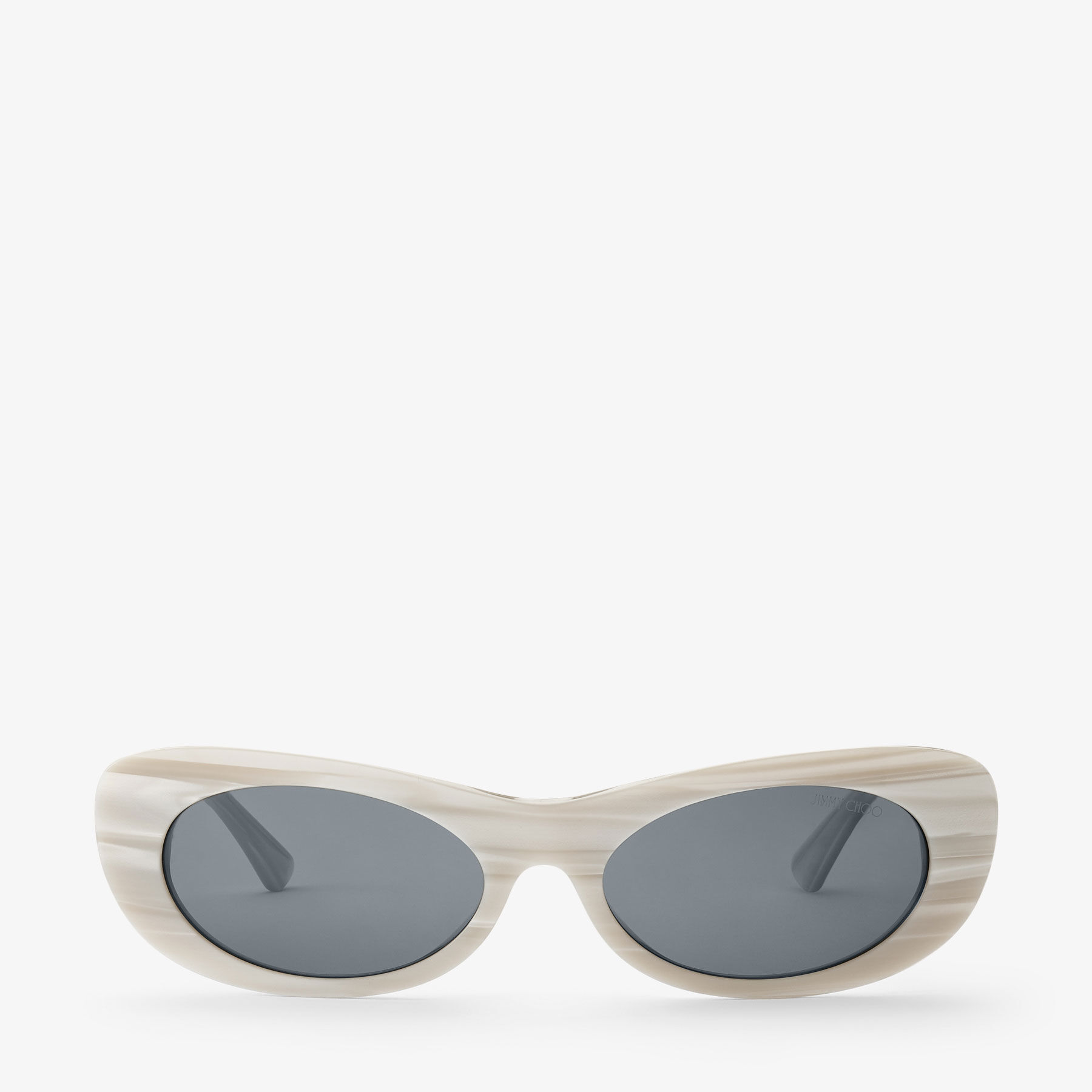 Danny White Striped Oval Sunglasses
