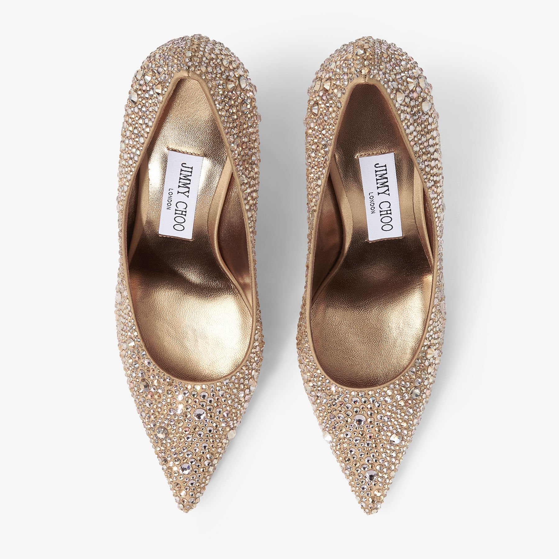 Love 85 Bronze Satin Crystal Pumps