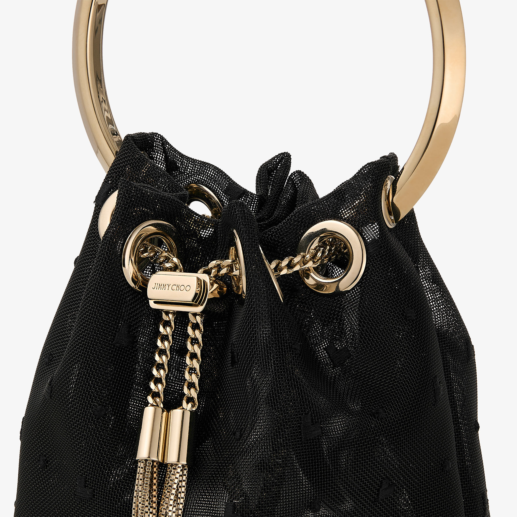 Micro Bon Bon Black Polka Dot Heart Mesh Mini Bag