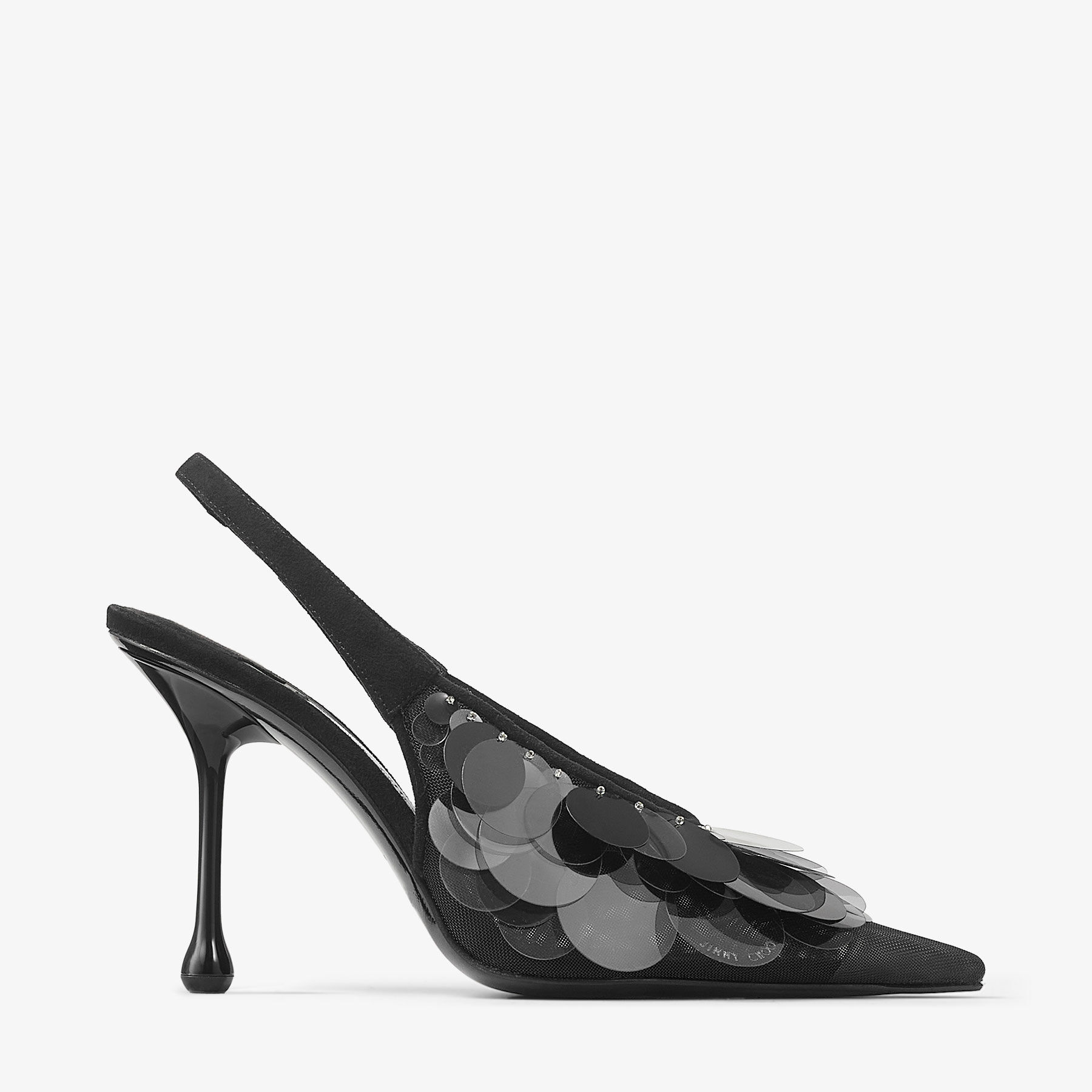 Isa 95 Black Mesh Paillette Pumps