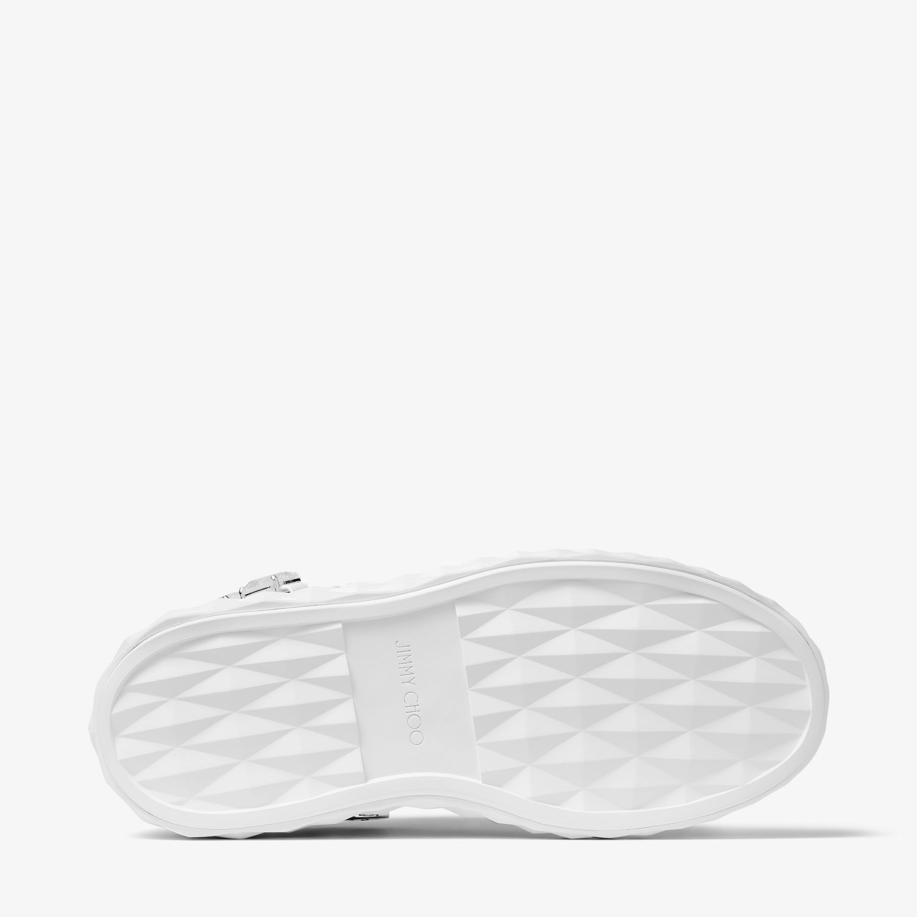Diamond Sling White Nappa Leather Slipper Trainers with Crystal Strap