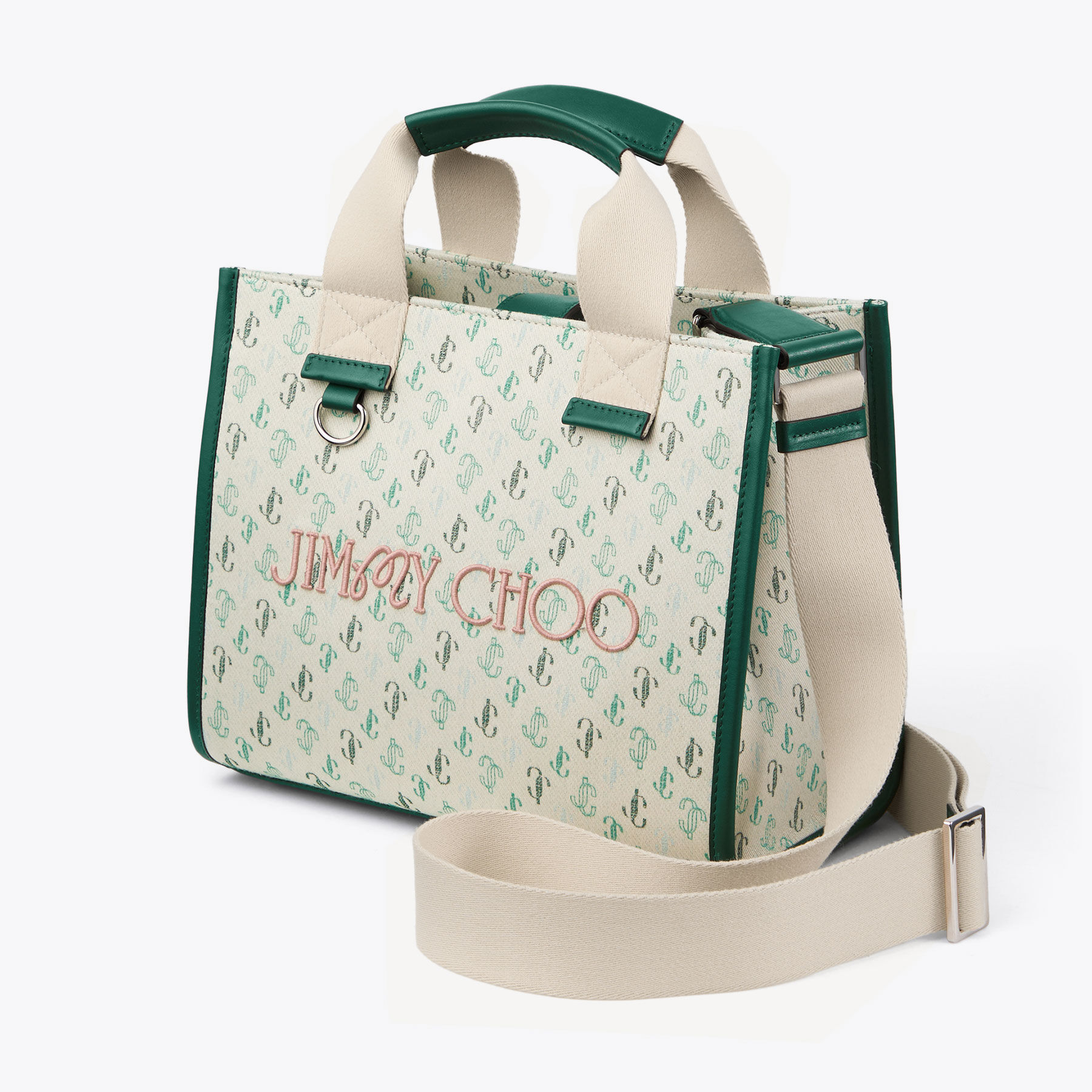 Jimmy Choo / Malbon 2.0 Tote Bag Monogram Embroidered Canvas Tote Bag