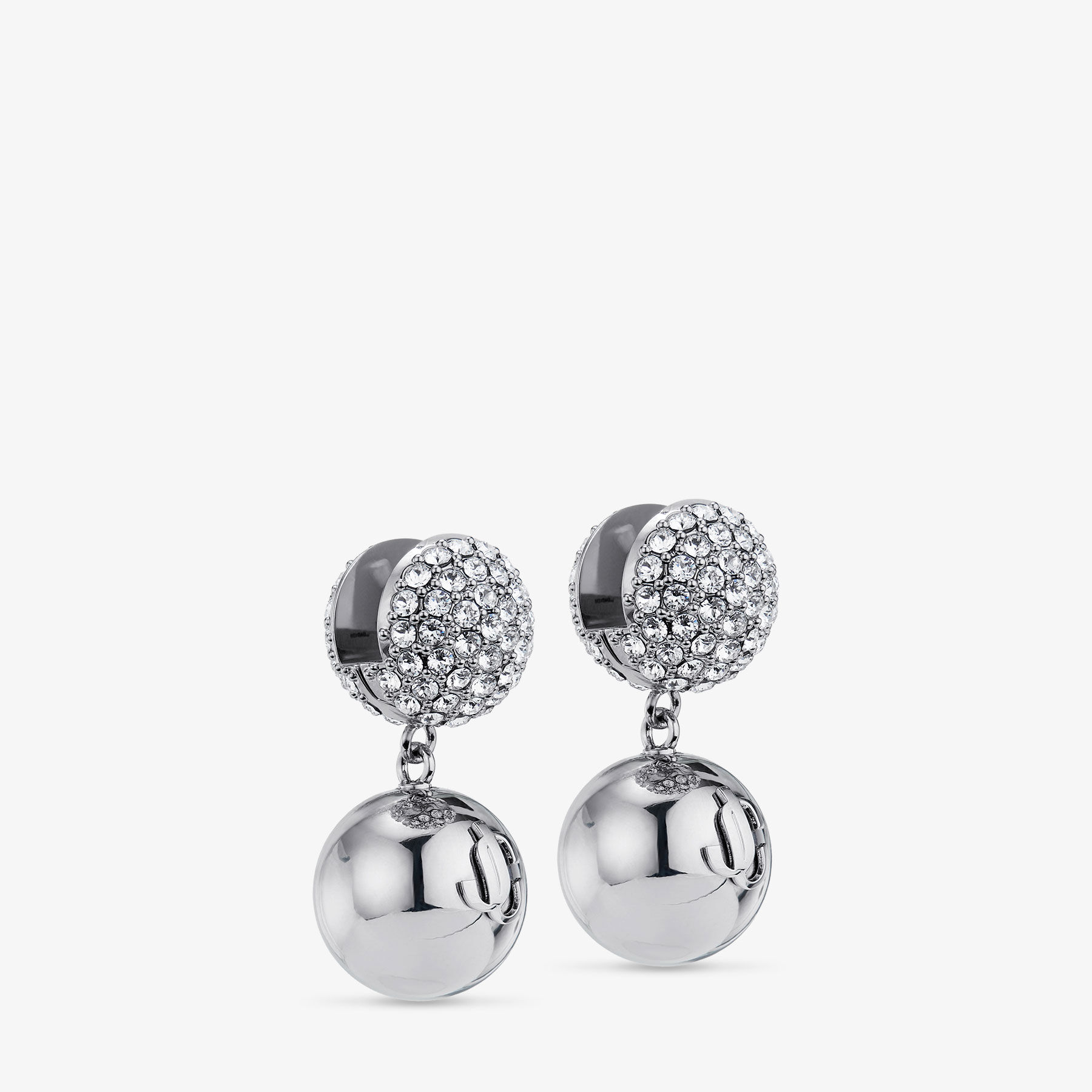 Double Sphere Earrings Silver-Finish Crystal Sphere Earrings