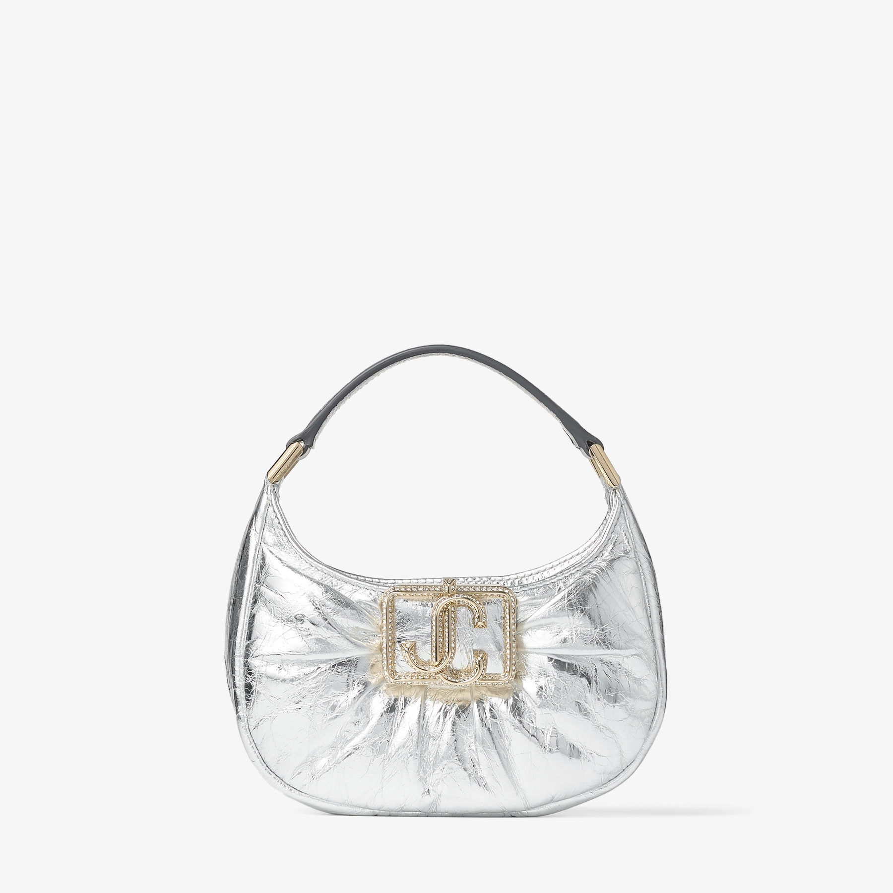 Edie Hobo Mini Silver Vintage Metallic Leather Mini Bag