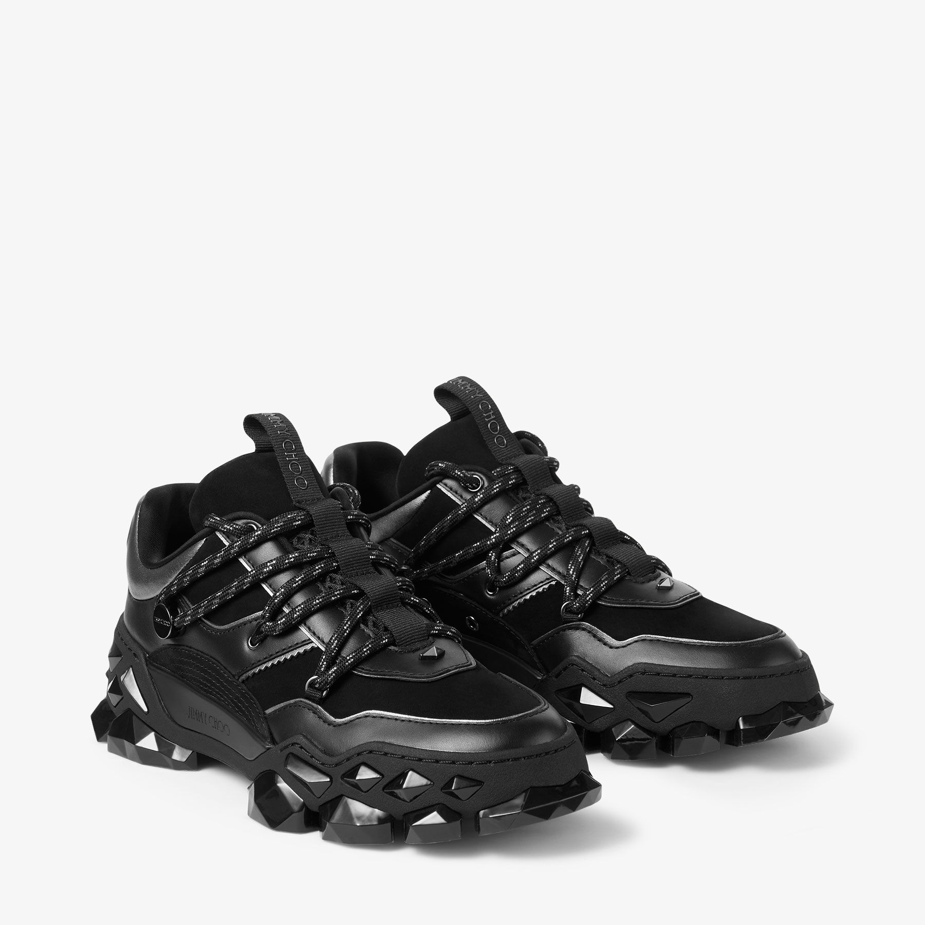 Diamond X II F Black Leather Trainers