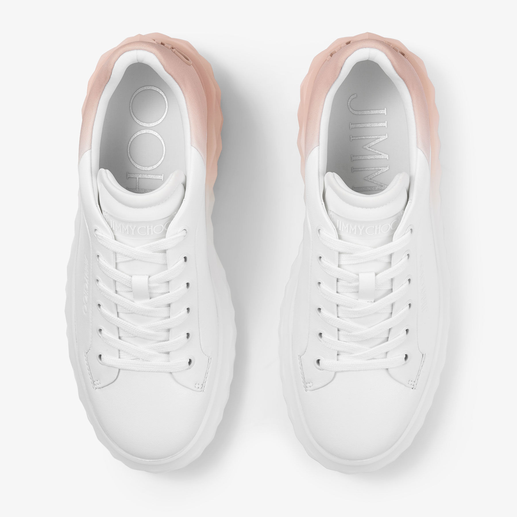 Diamond Maxi F II White and Macaron Leather Trainers with Platform Sole