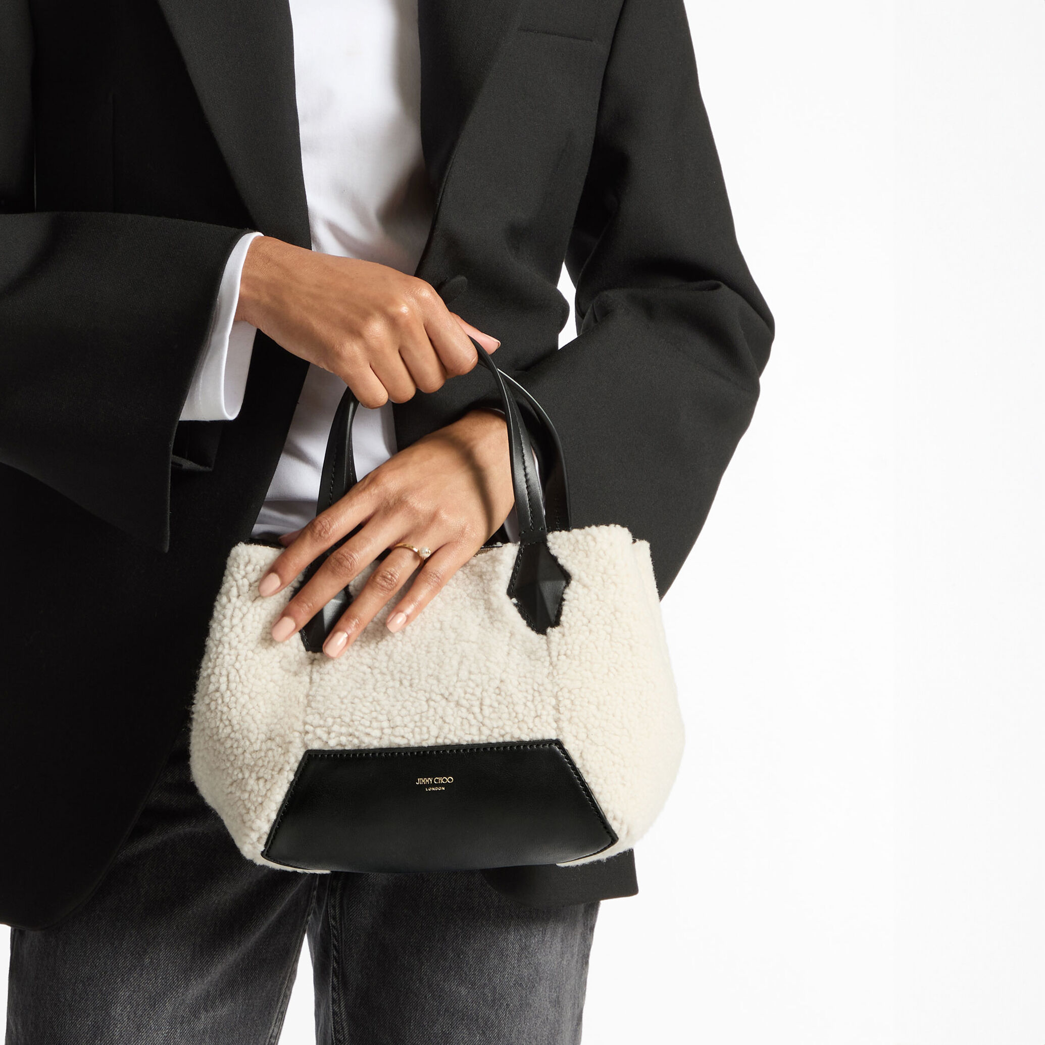 Diamond Tote S Natural Shearling Tote Bag