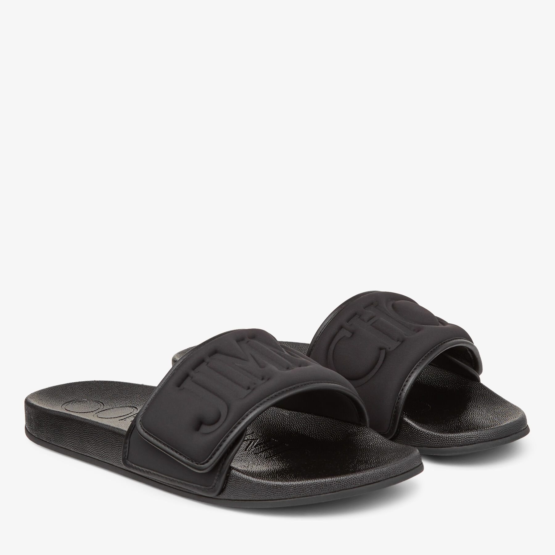 Fitz M Black Puffed Logo Lycra Slides