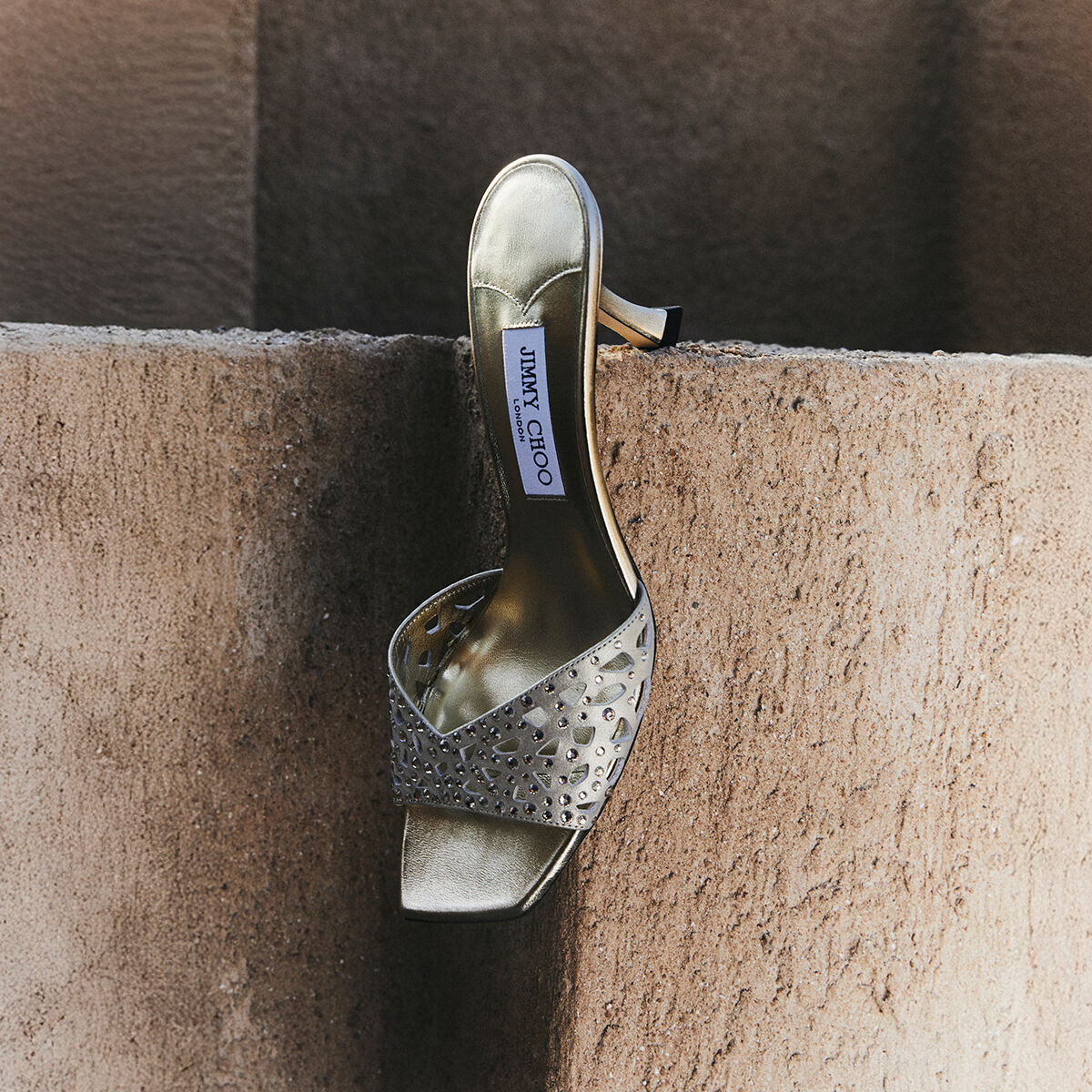 Skye 70 Gold Shimmer Suede Crystal Sandals