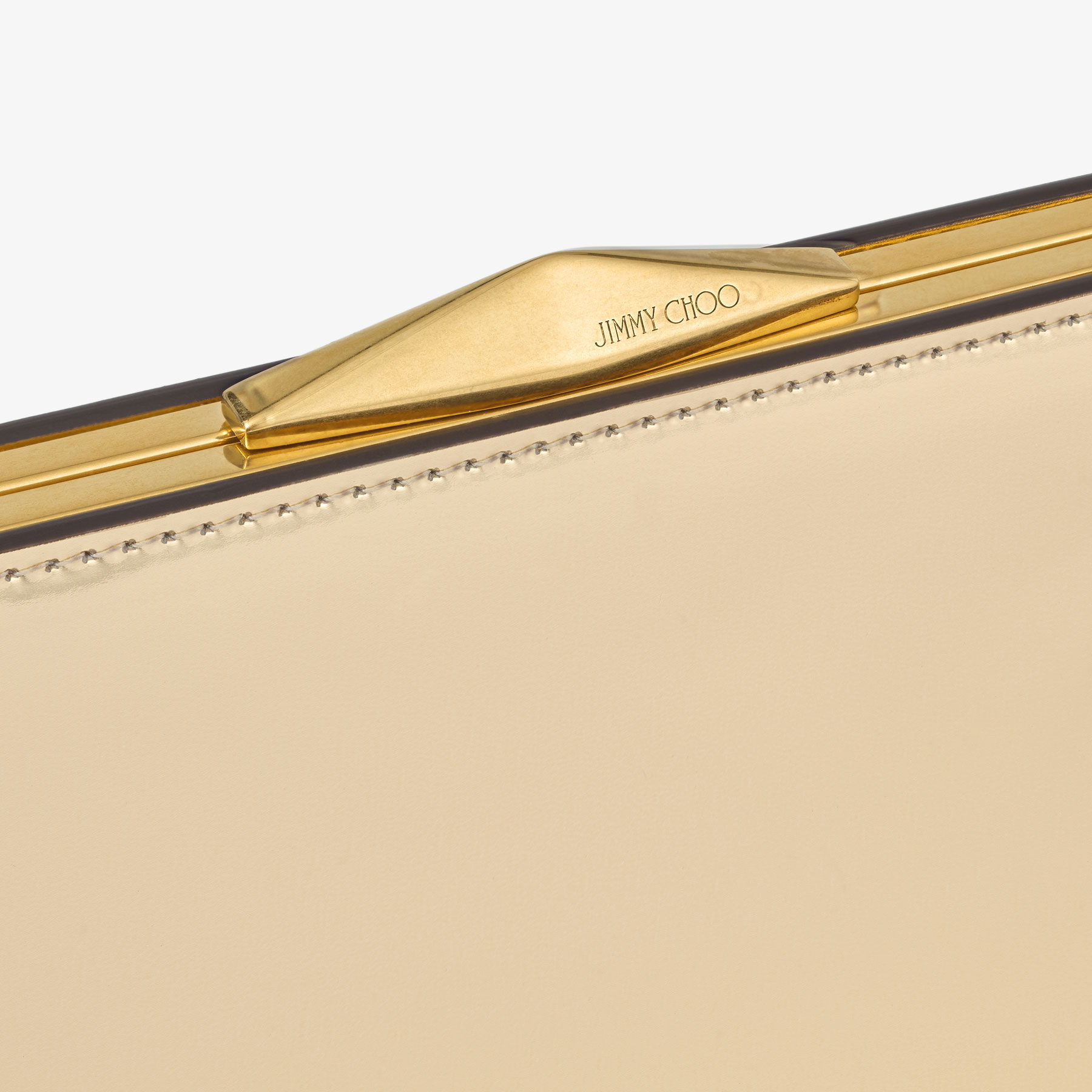 Diamond Cocktail Gold Mirror Leather Clutch