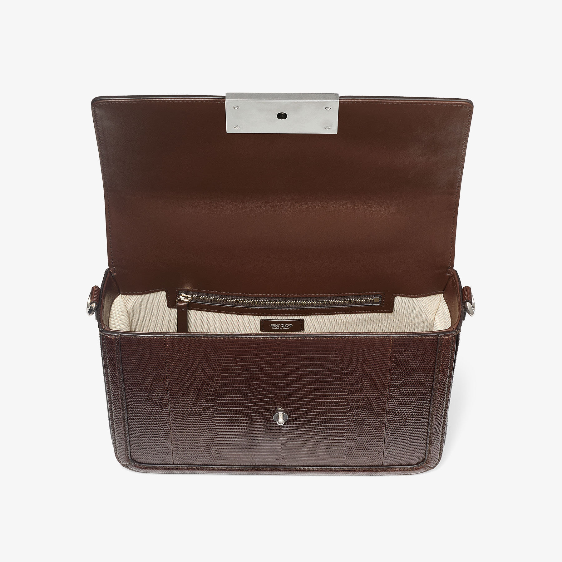 Diamond Top Handle Coffee Lizard Printed Leather Bag