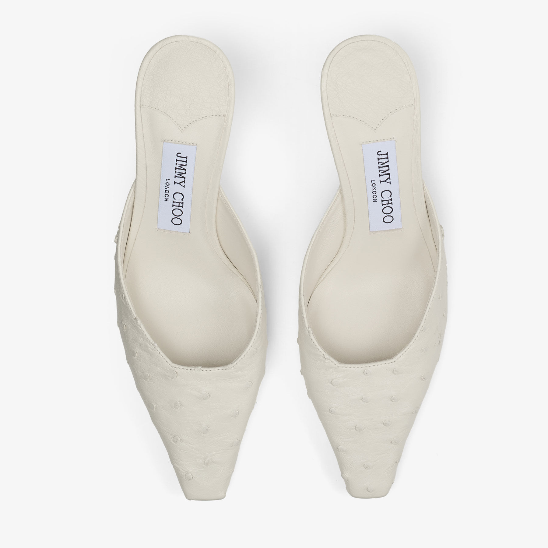 Vivi 65 Latte Ostrich Leather Mules